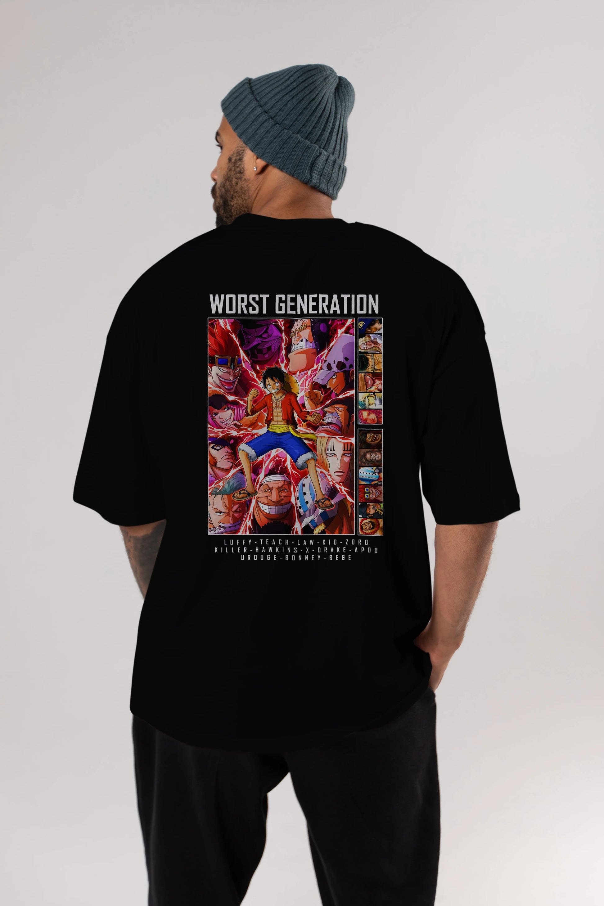 Worst Generation Anime Arka Baskılı Oversize t-shirt Erkek Kadın Unisex %100 pamuk tişort
