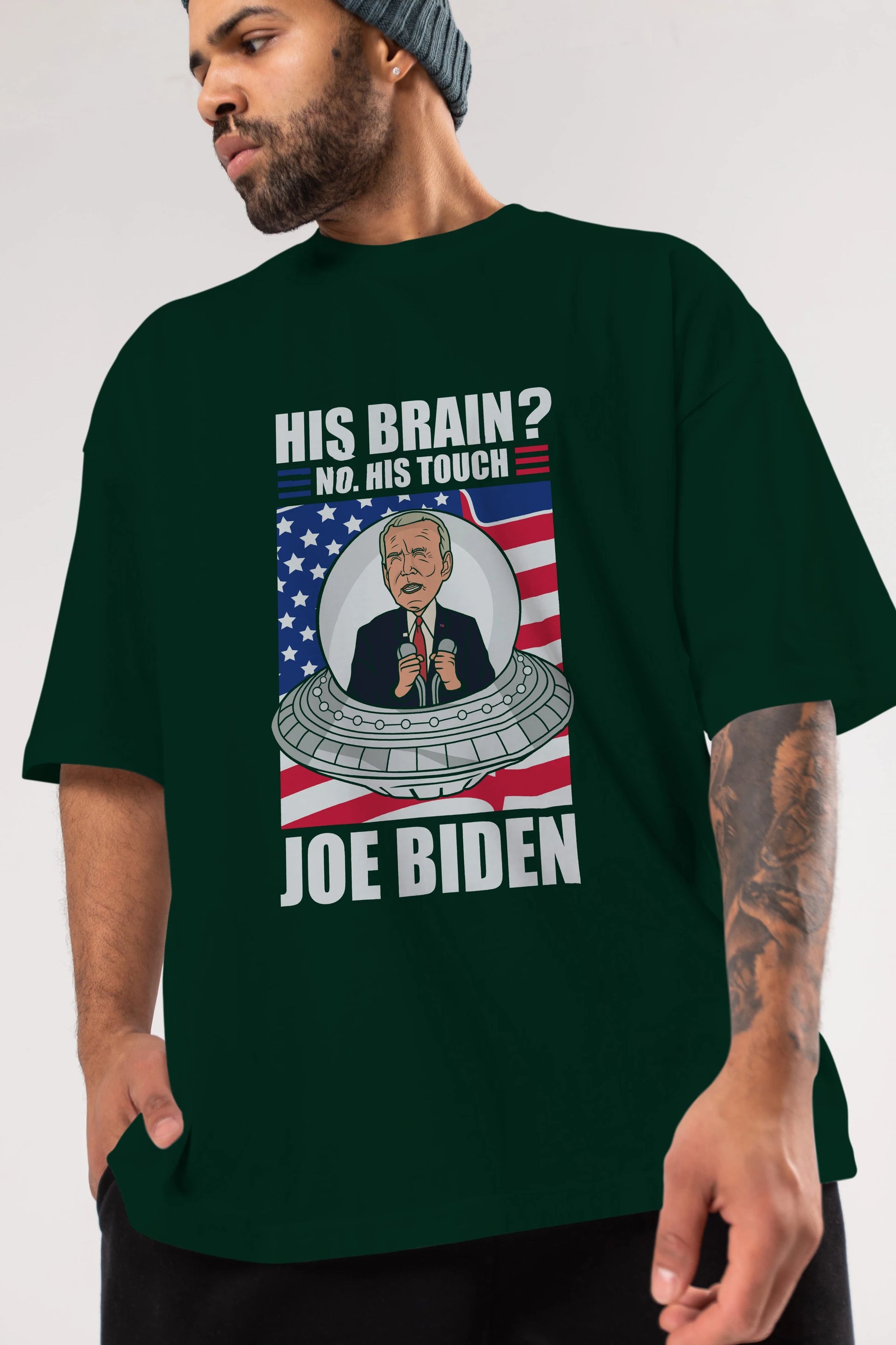 Alien Biden Ön Baskılı Oversize t-shirt Erkek Kadın Unisex %100 Pamuk tişort