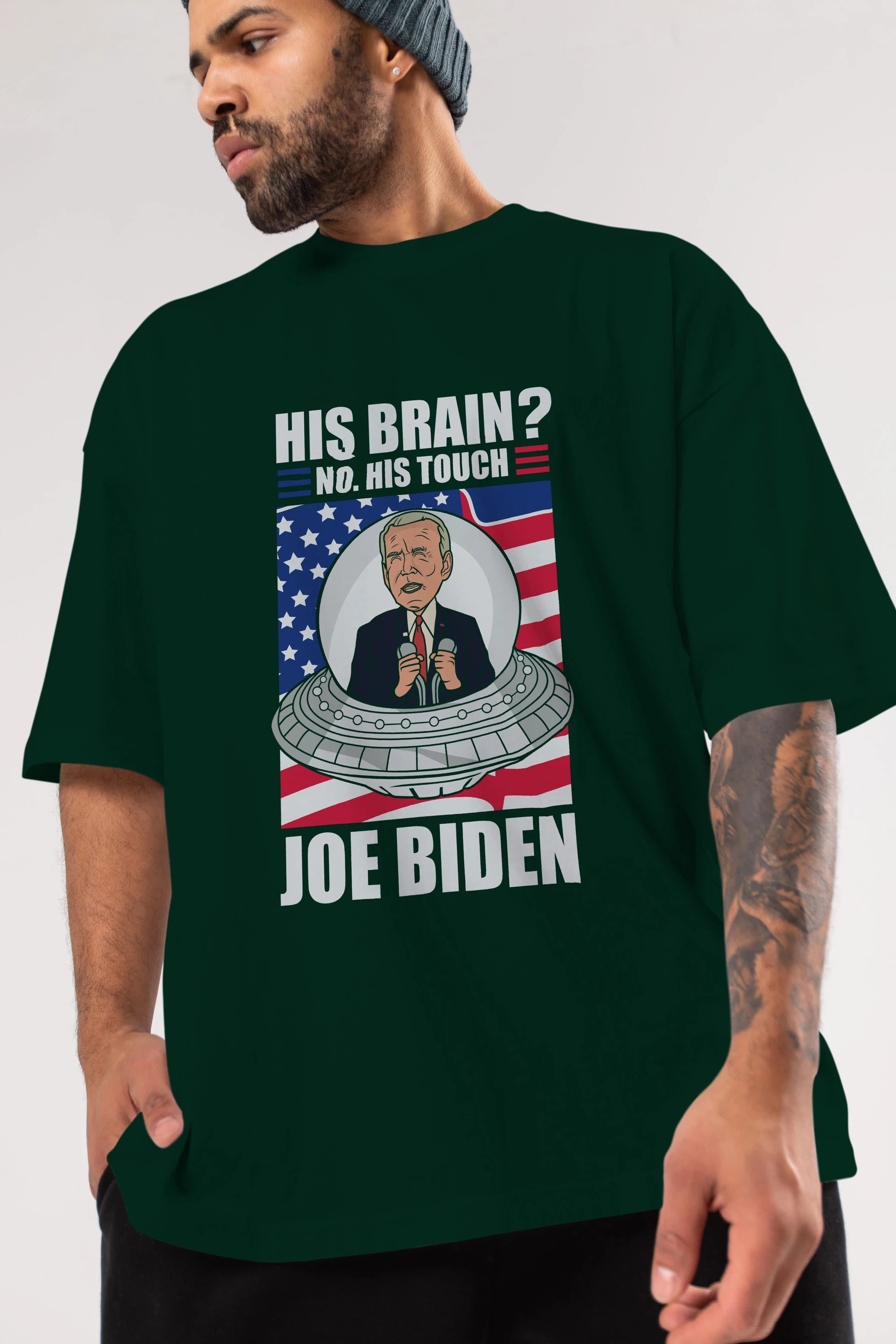 Alien Biden Ön Baskılı Oversize t-shirt Erkek Kadın Unisex %100 Pamuk tişort