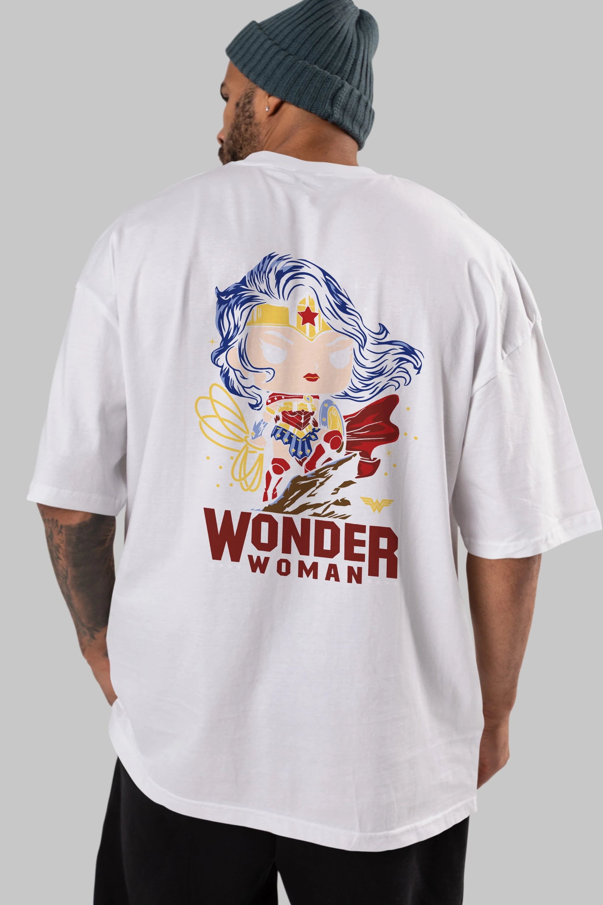 Wonder Woman (2) Arka Baskılı Oversize t-shirt Erkek Kadın Unisex %100 Pamuk Bisiklet Yaka tişort