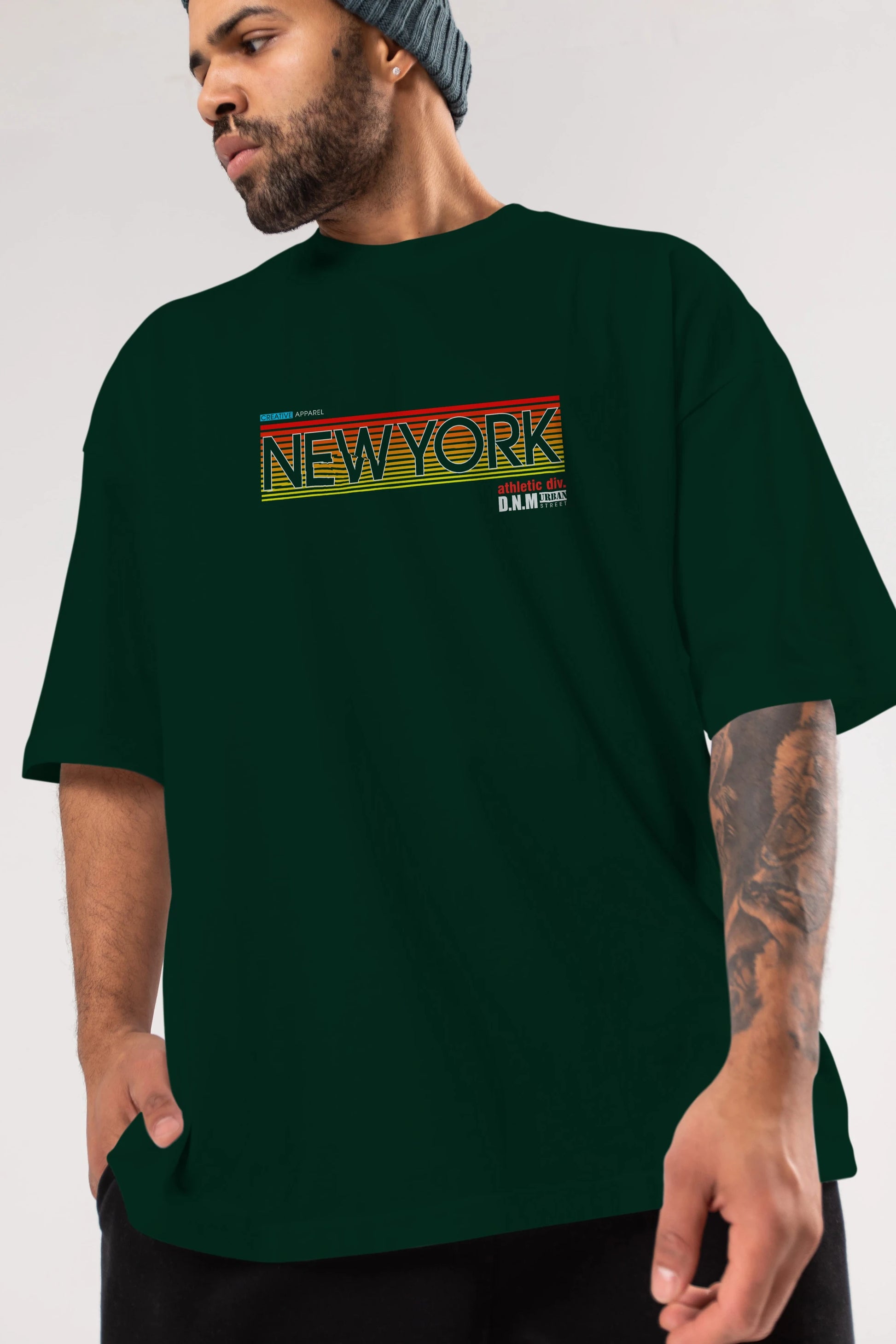 New York Denim Ön Baskılı Oversize t-shirt Erkek Kadın Unisex