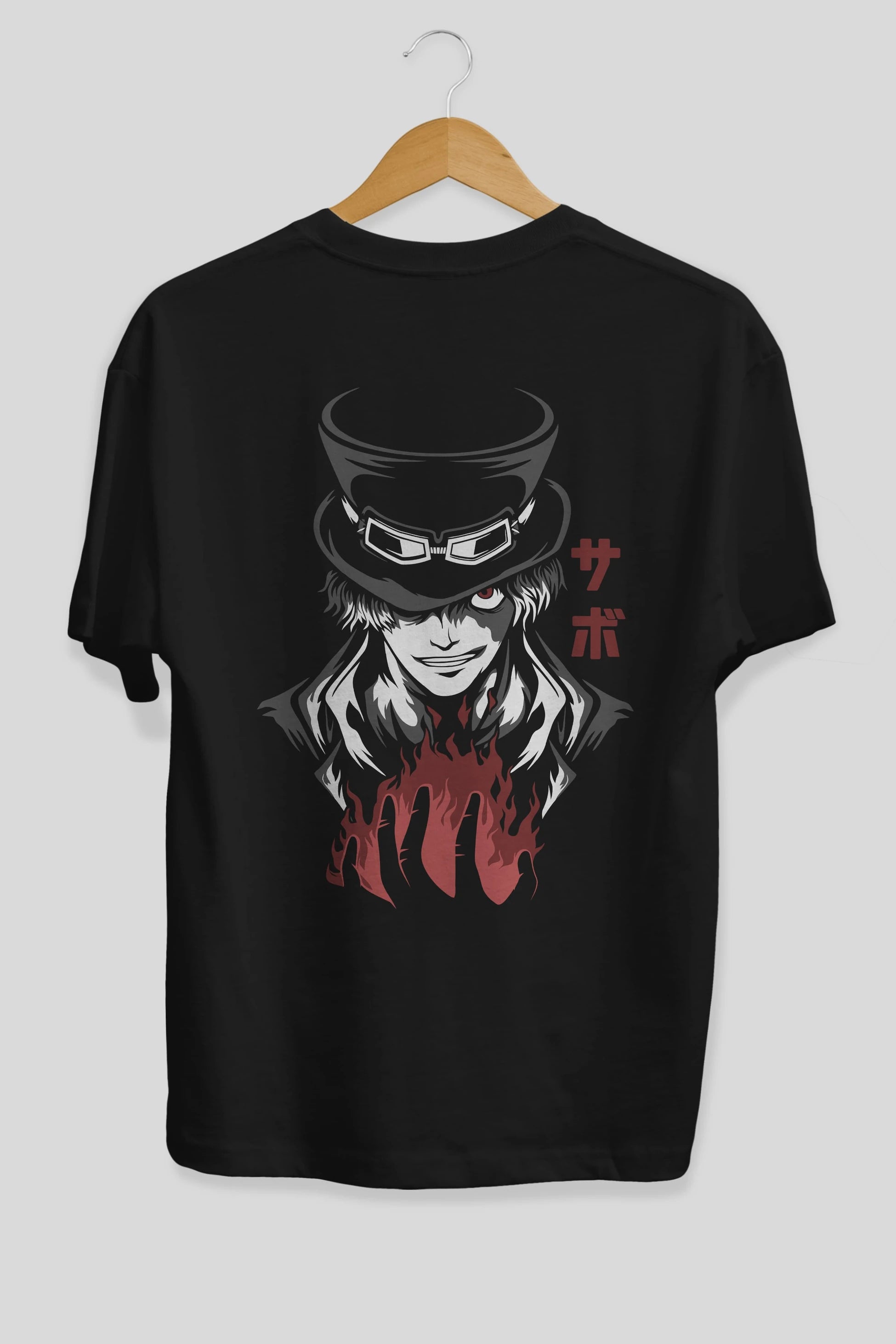 SaboOnePiece Anime Arka Baskılı Oversize t-shirt Erkek Kadın Unisex