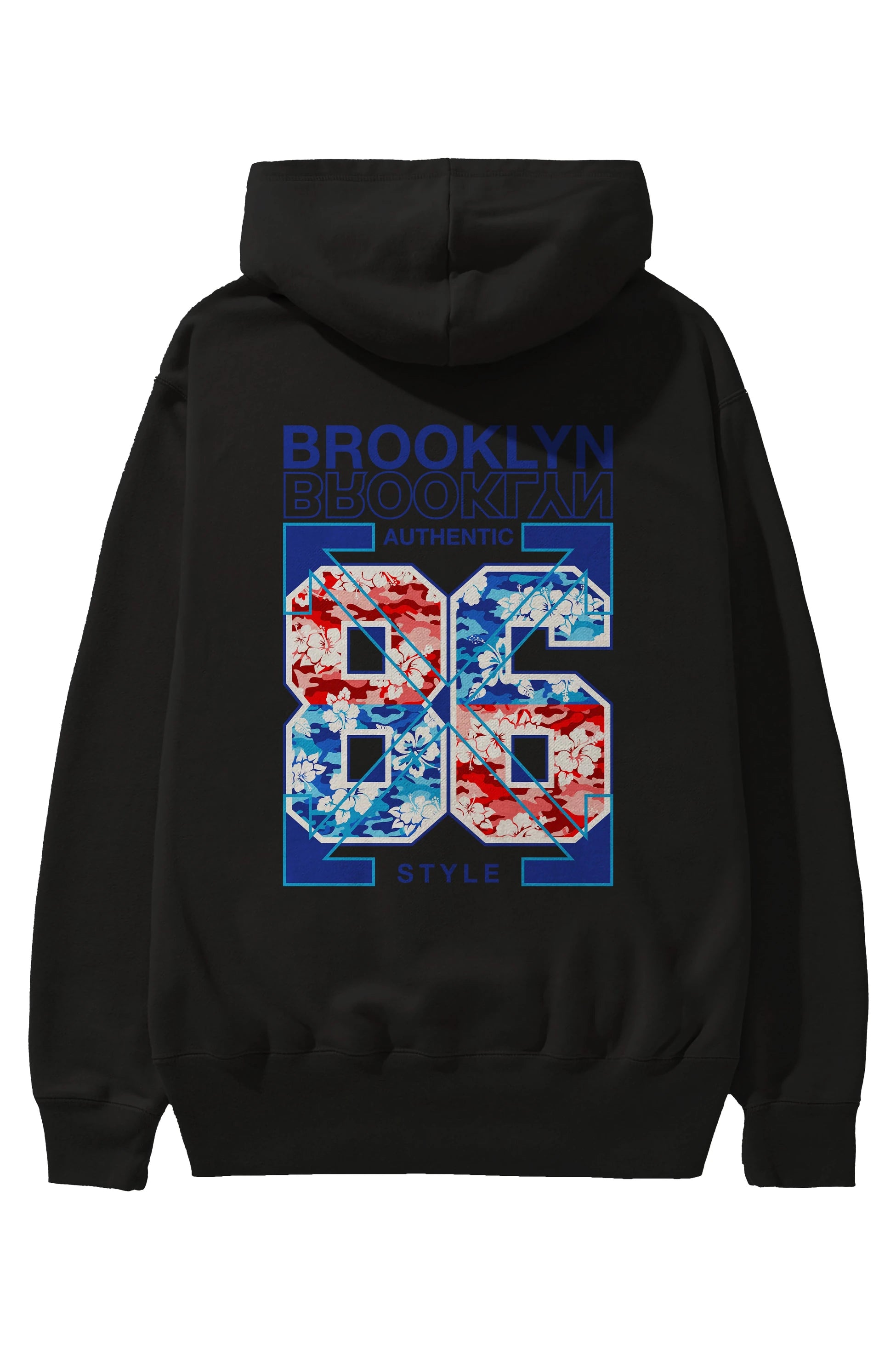 Brooklyn 86 Style Arka Baskılı Hoodie Oversize Kapüşonlu Sweatshirt Erkek Kadın Unisex