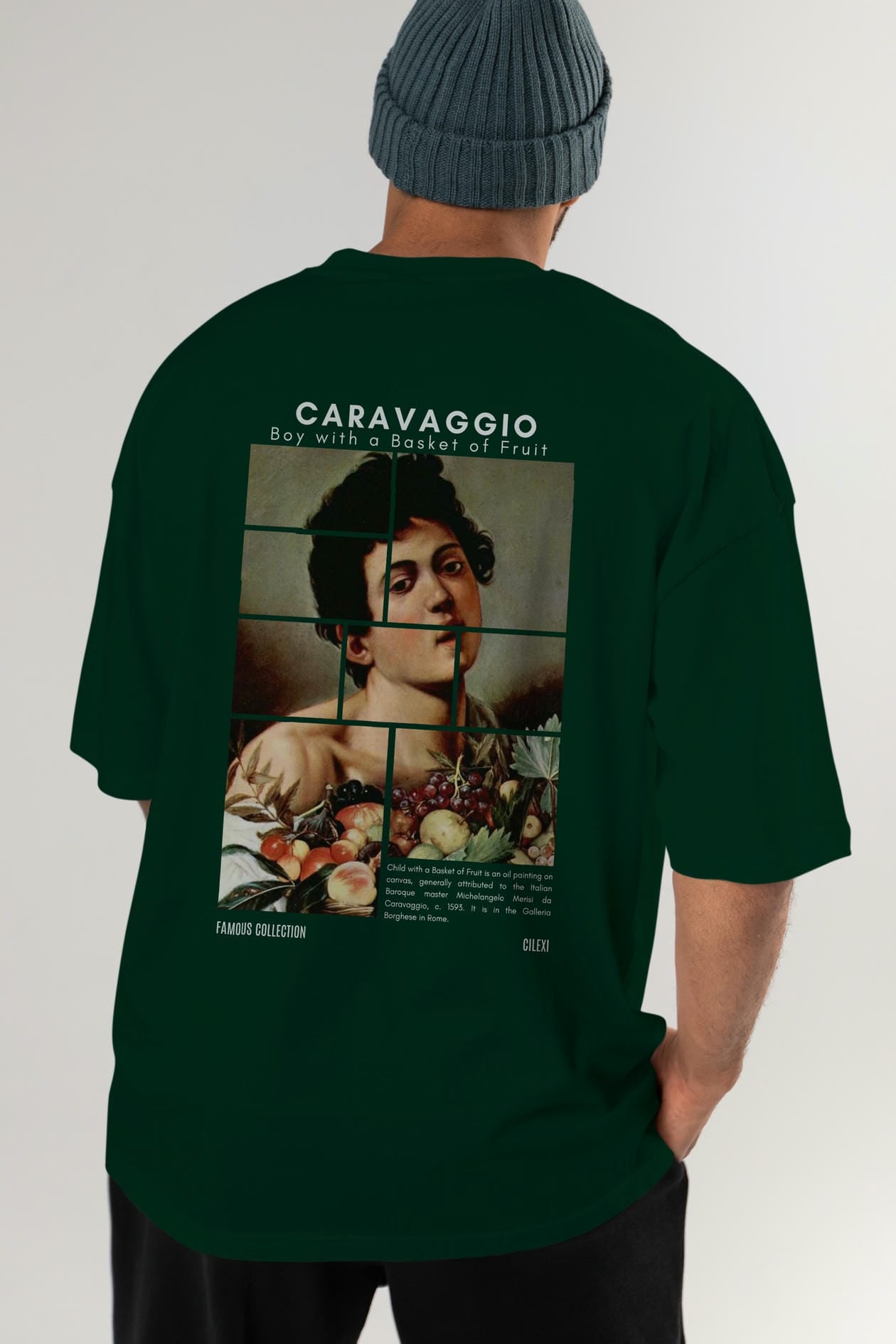 Caravaggio Boy Arka Baskılı Oversize t-shirt Erkek Kadın Bisiklet Yaka Pamuk tişort