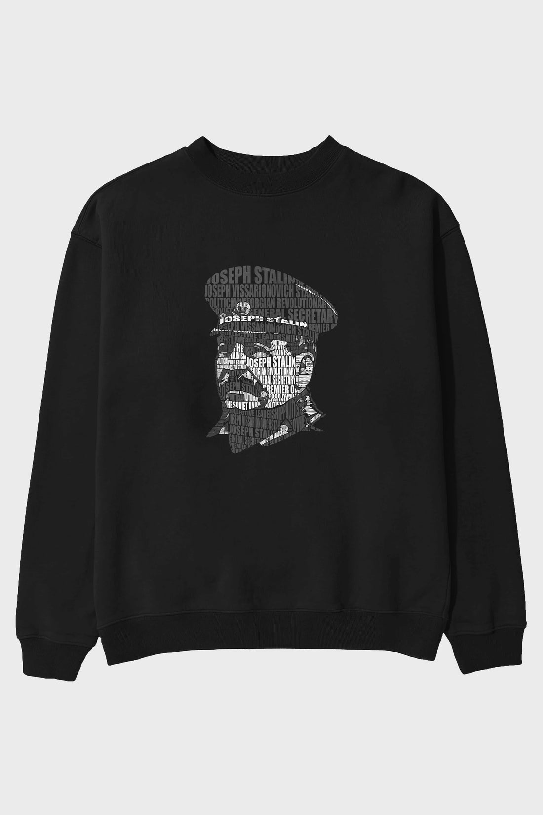Joseph Stalin Calligram Ön Baskılı Oversize Sweatshirt Erkek Kadın Unisex