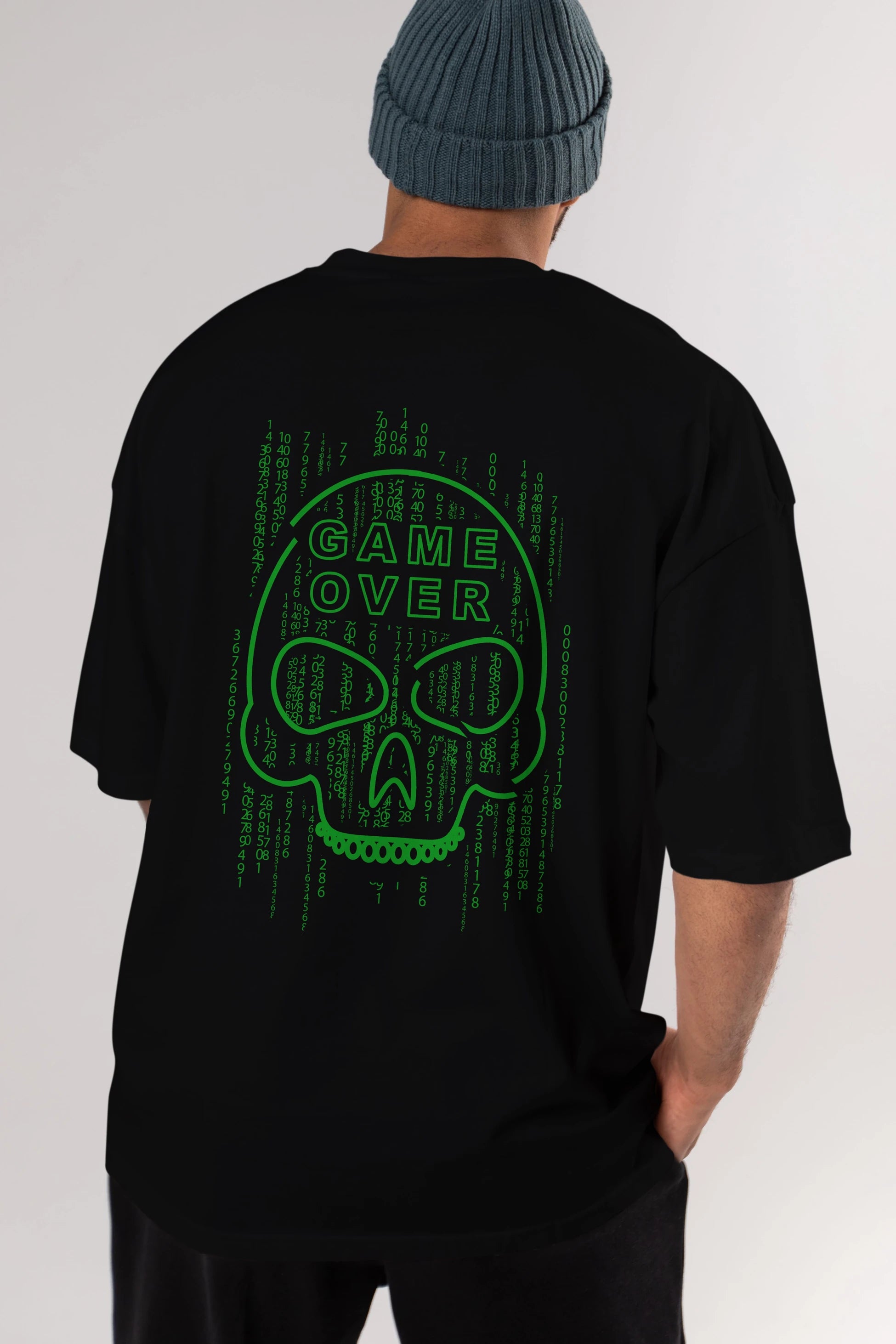 Game Over Arka Baskılı Oversize t-shirt Erkek Kadın Unisex
