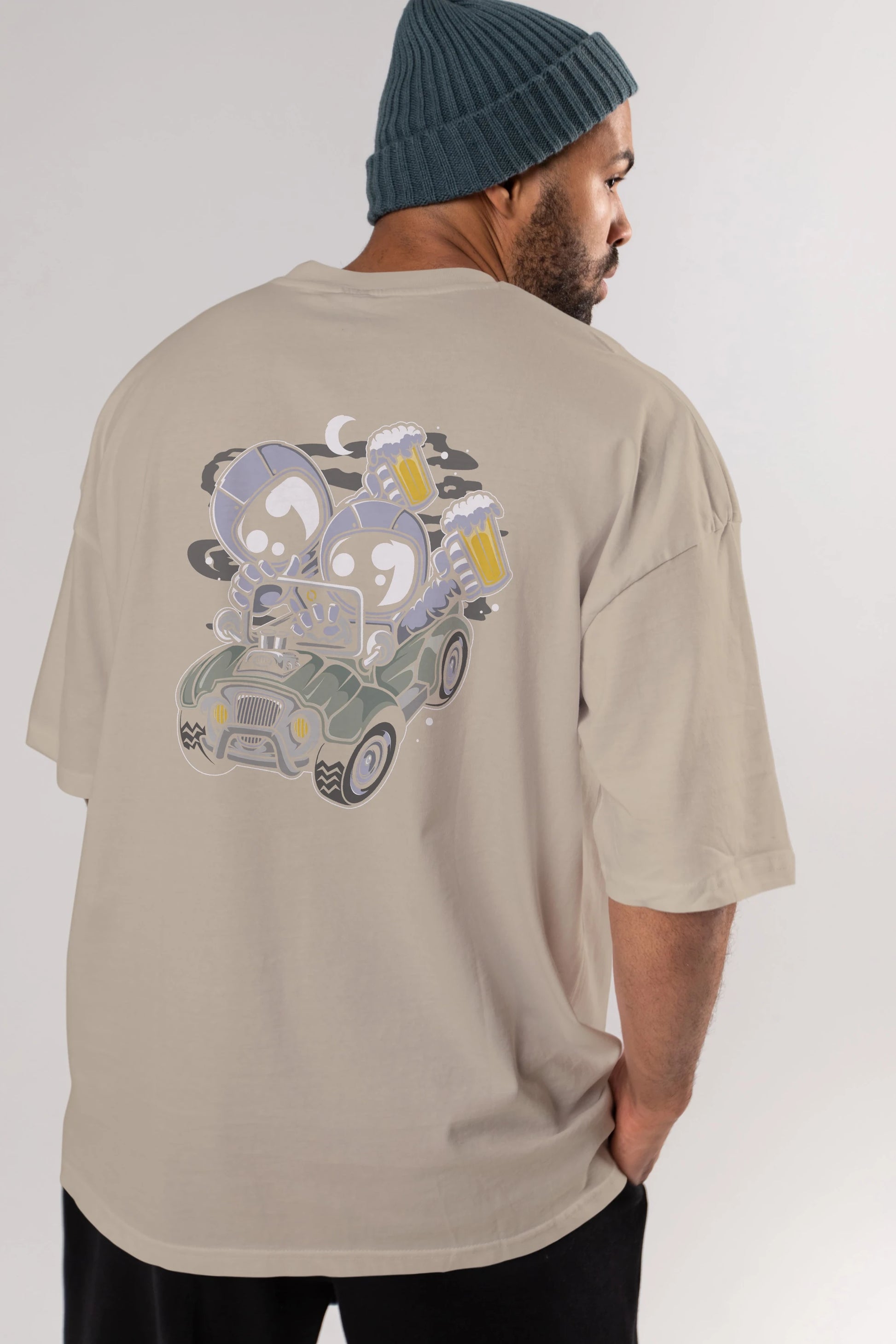 Astronaut Offroad Arka Baskılı Oversize t-shirt Erkek Kadın Unisex