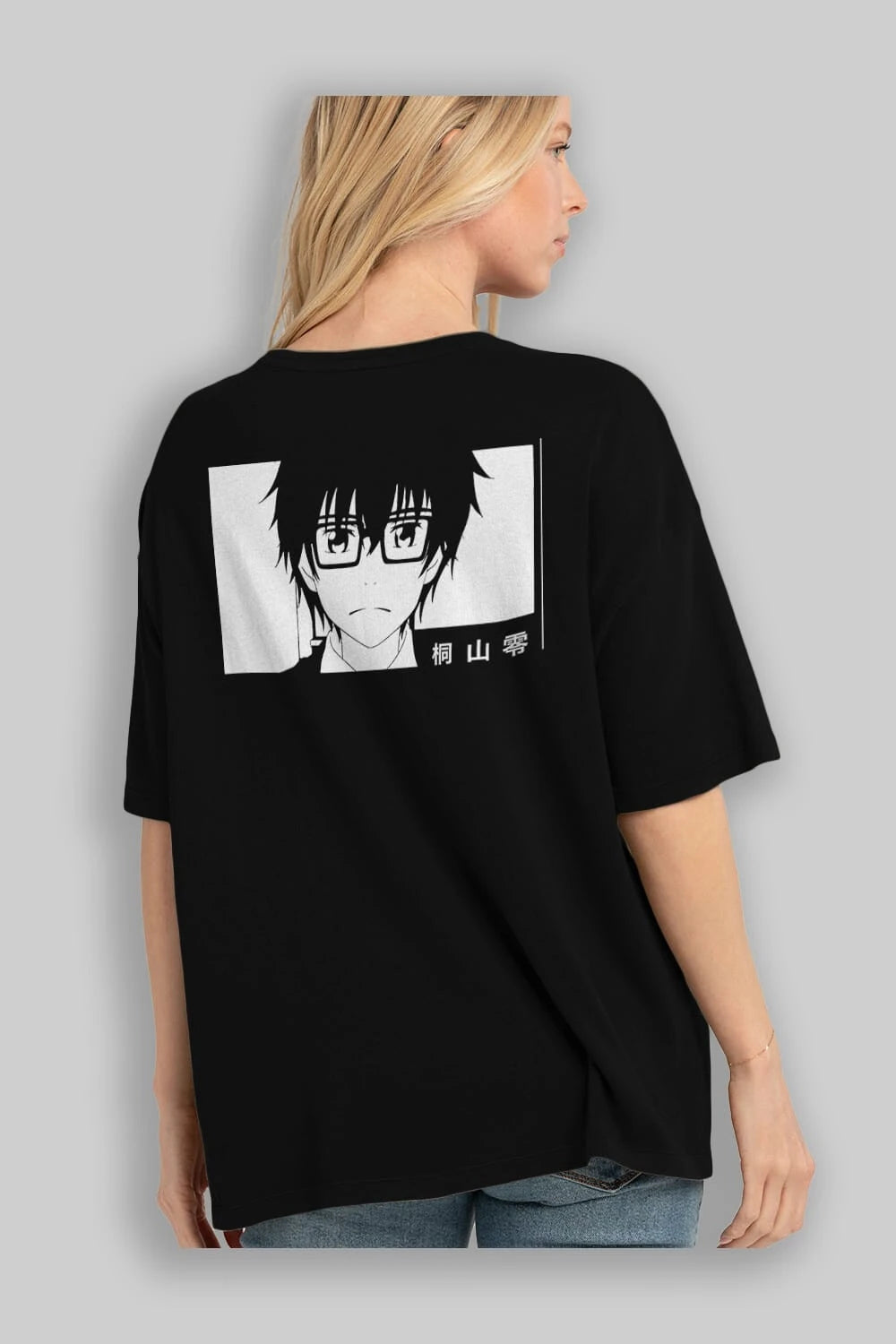 Rei Kiriyama 3 Anime Arka Baskılı Oversize t-shirt Erkek Kadın Unisex