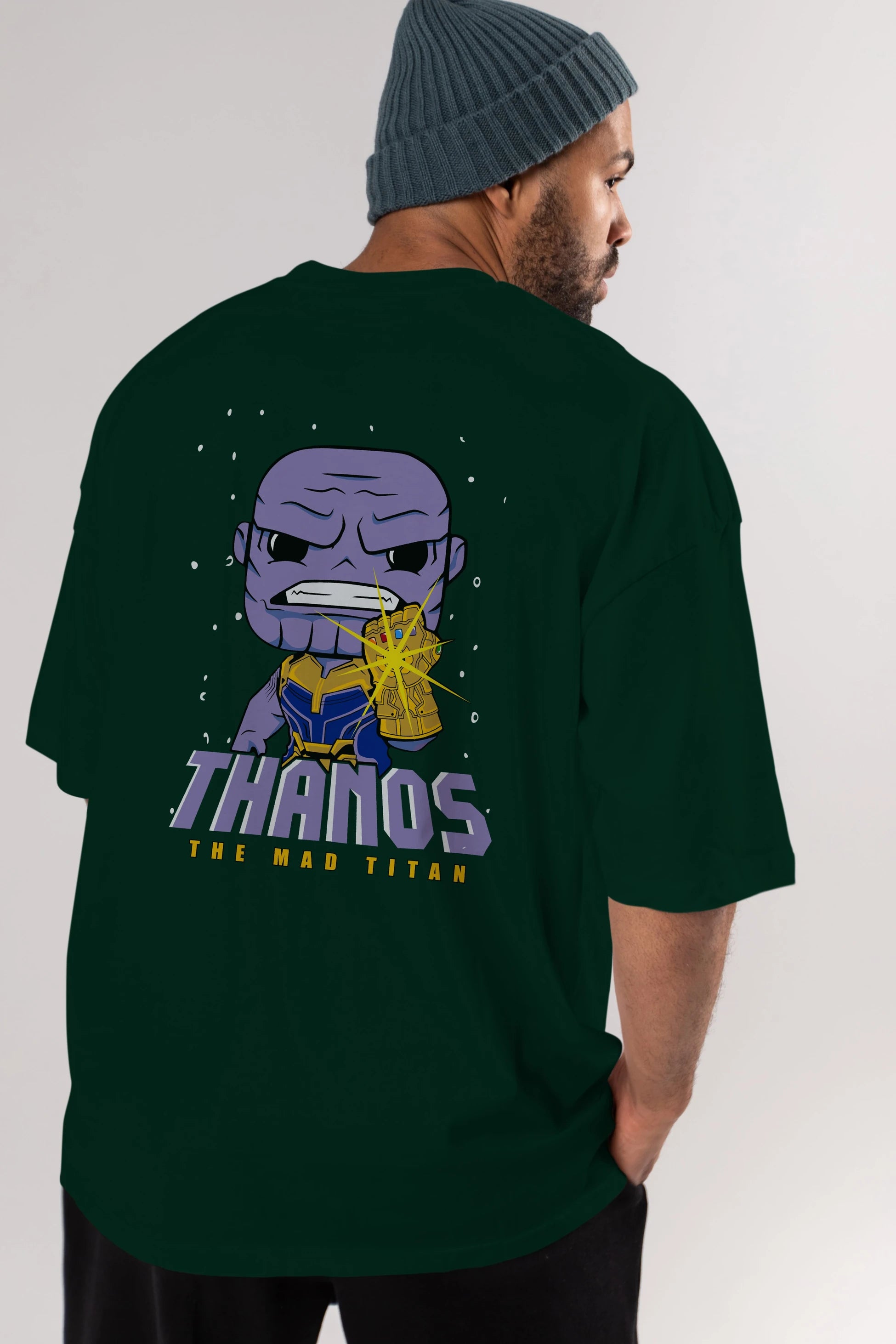 Thanos (1) Arka Baskılı Oversize t-shirt Erkek Kadın Unisex %100 Pamuk Bisiklet Yaka tişort