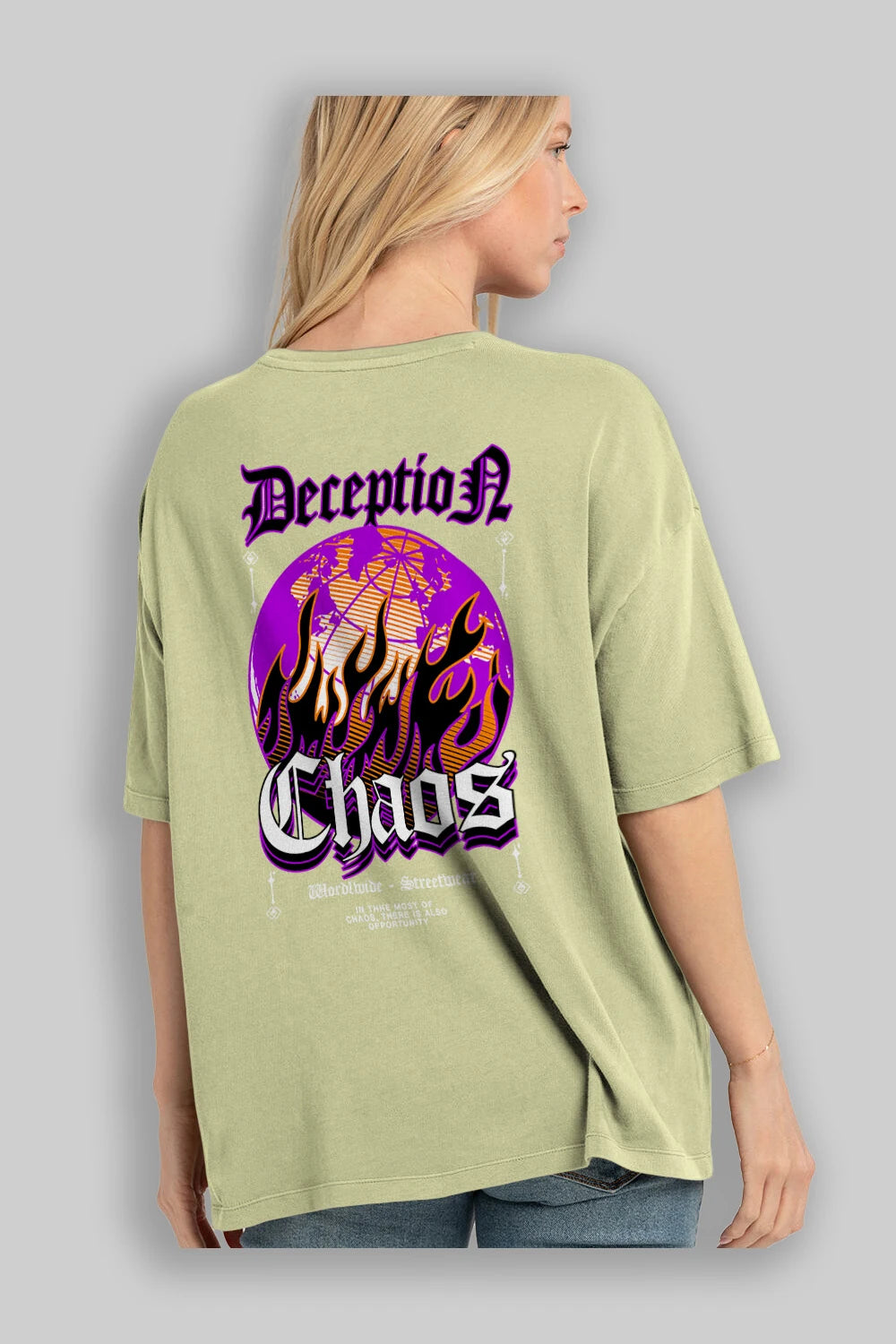 Deception Chaos Arka Baskılı Oversize t-shirt Erkek Kadın Unisex