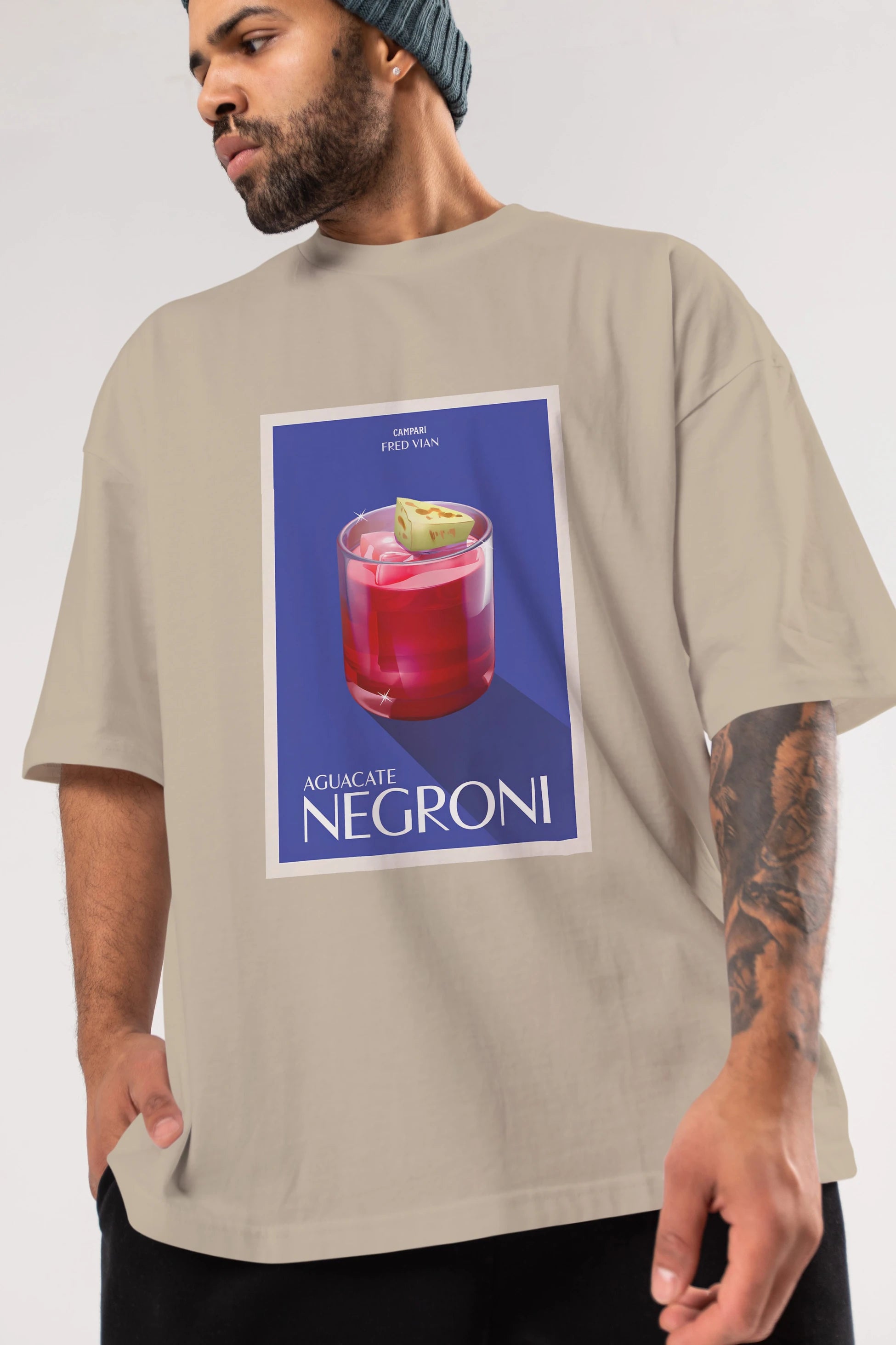 Aguacate Negroni Ön Baskılı Oversize t-shirt Erkek Kadın Unisex %100 Pamuk Bisiklet Yaka tişort