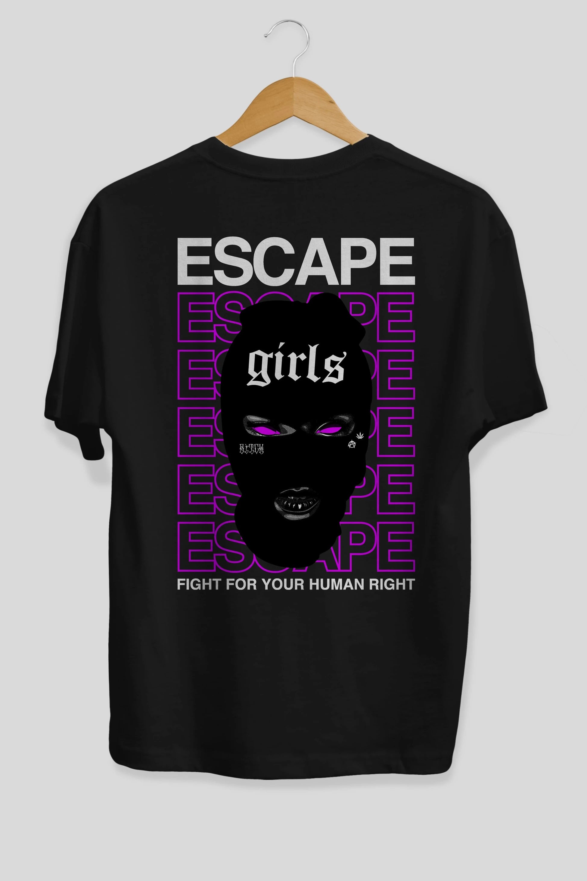 Escape Girl Arka Baskılı Oversize t-shirt Erkek Kadın Unisex