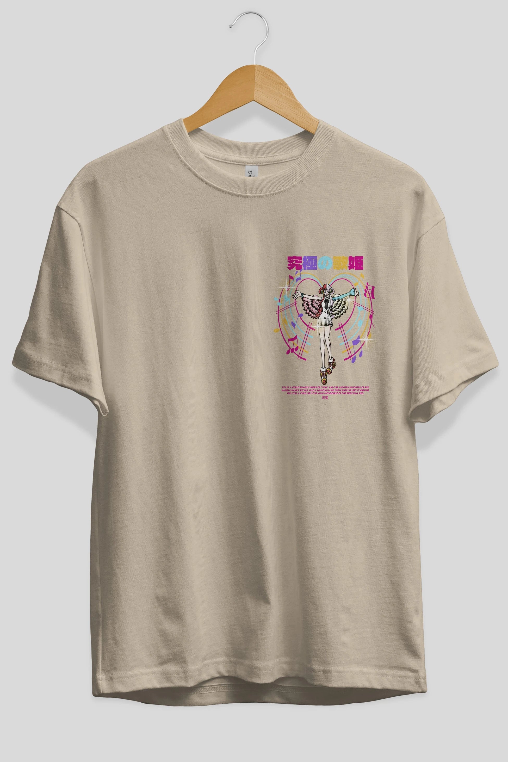 Uta Ön Sol Baskılı Oversize t-shirt Erkek Kadın Unisex %100 Pamuk Bisiklet Yaka tişort