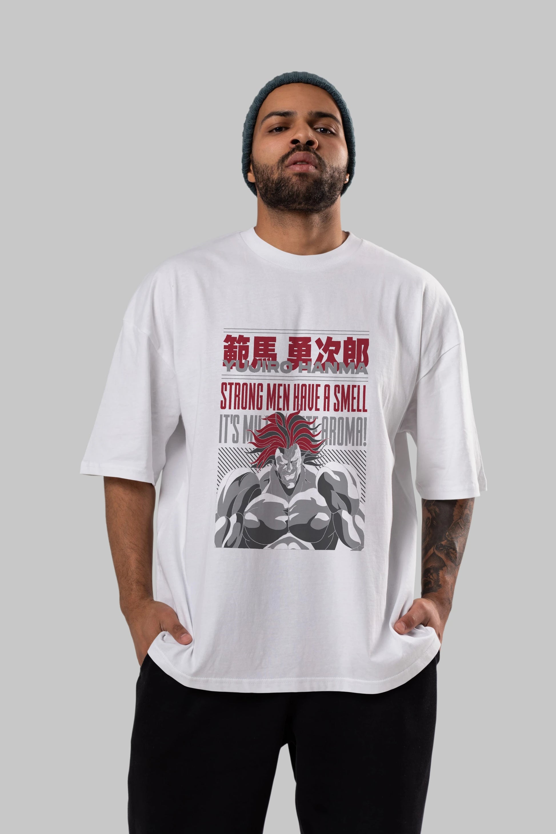 YUJIRO HANMA Anime Ön Baskılı Oversize t-shirt %100 pamuk Erkek Kadın Unisex