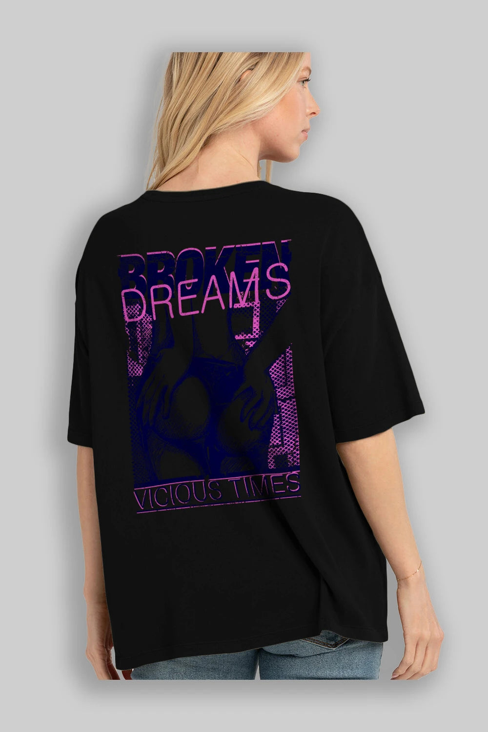 Broken Dreams Arka Baskılı Oversize t-shirt Erkek Kadın Unisex
