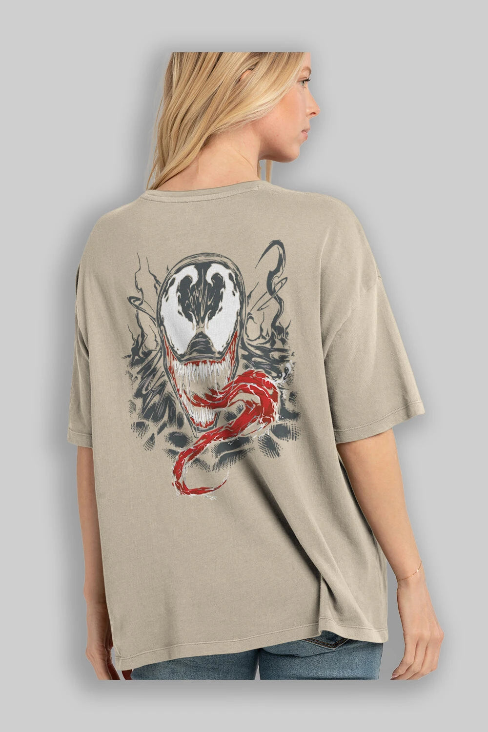 Venom (18) Arka Baskılı Oversize t-shirt Erkek Kadın Unisex %100 Pamuk Bisiklet Yaka tişort