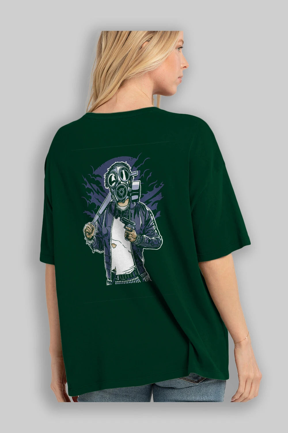 Gasmask Bastard Arka Baskılı Oversize t-shirt Erkek Kadın Unisex %100 Pamuk
