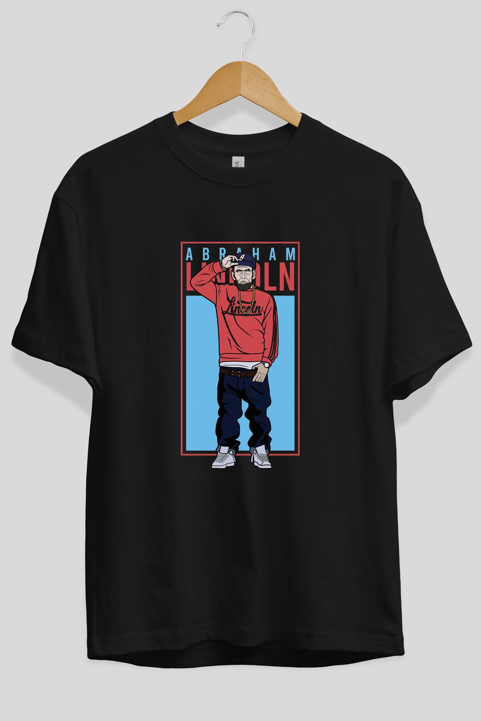 Abraham Lincoln Ön Baskılı Oversize t-shirt Erkek Kadın Unisex %100 Pamuk tişort