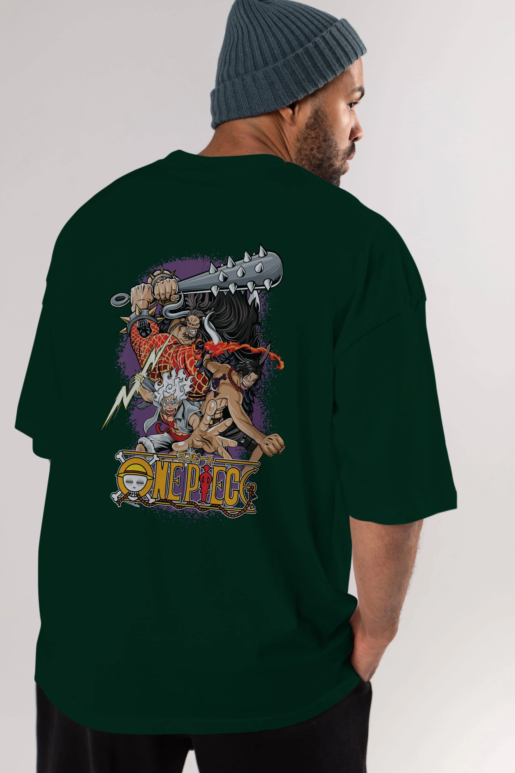 ONE PIECE (6) Anime Arka Baskılı Oversize t-shirt Erkek Kadın Unisex