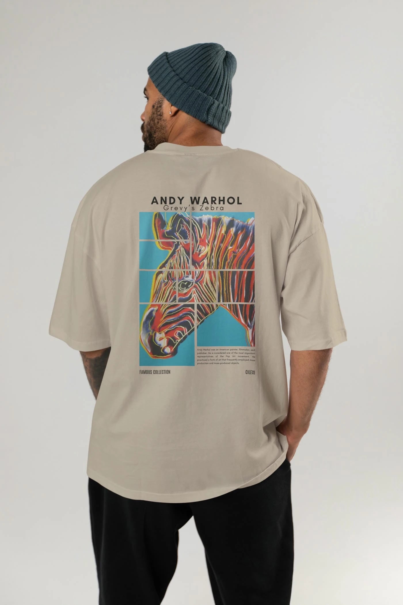 Andy Warhol Arka Baskılı Oversize t-shirt Erkek Kadın Bisiklet Yaka Pamuk tişort