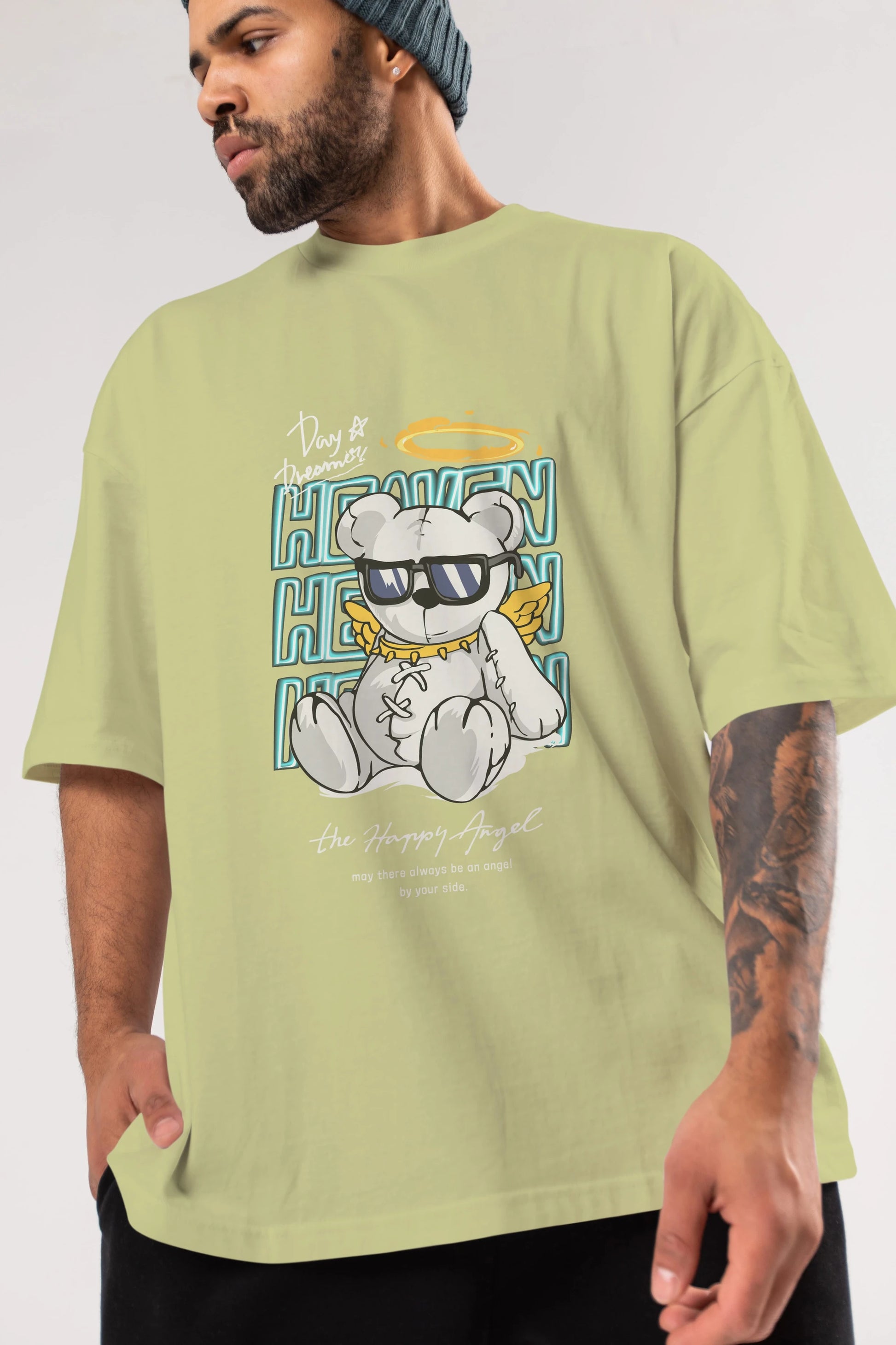 Heaven Bear Ön Baskılı Oversize t-shirt Erkek Kadın Unisex