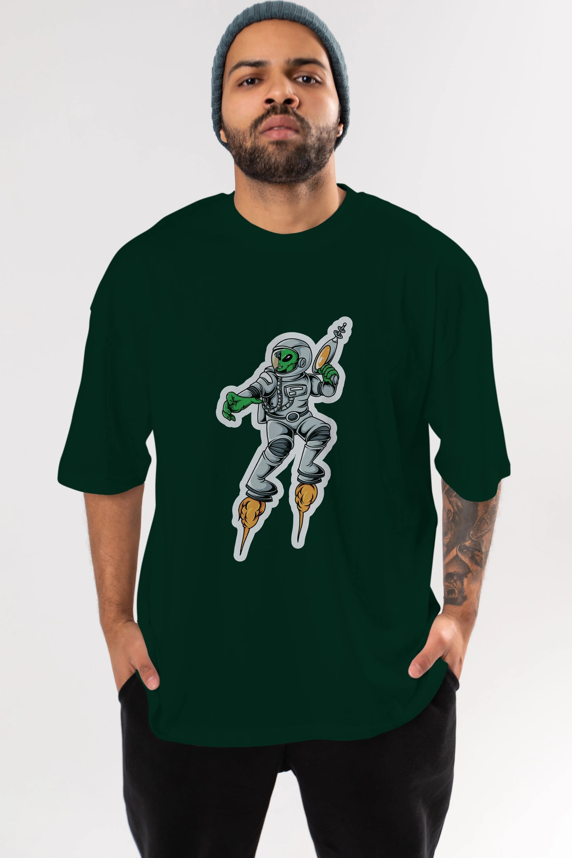 Alien Wars Sticker Ön Baskılı Oversize t-shirt Erkek Kadın Unisex