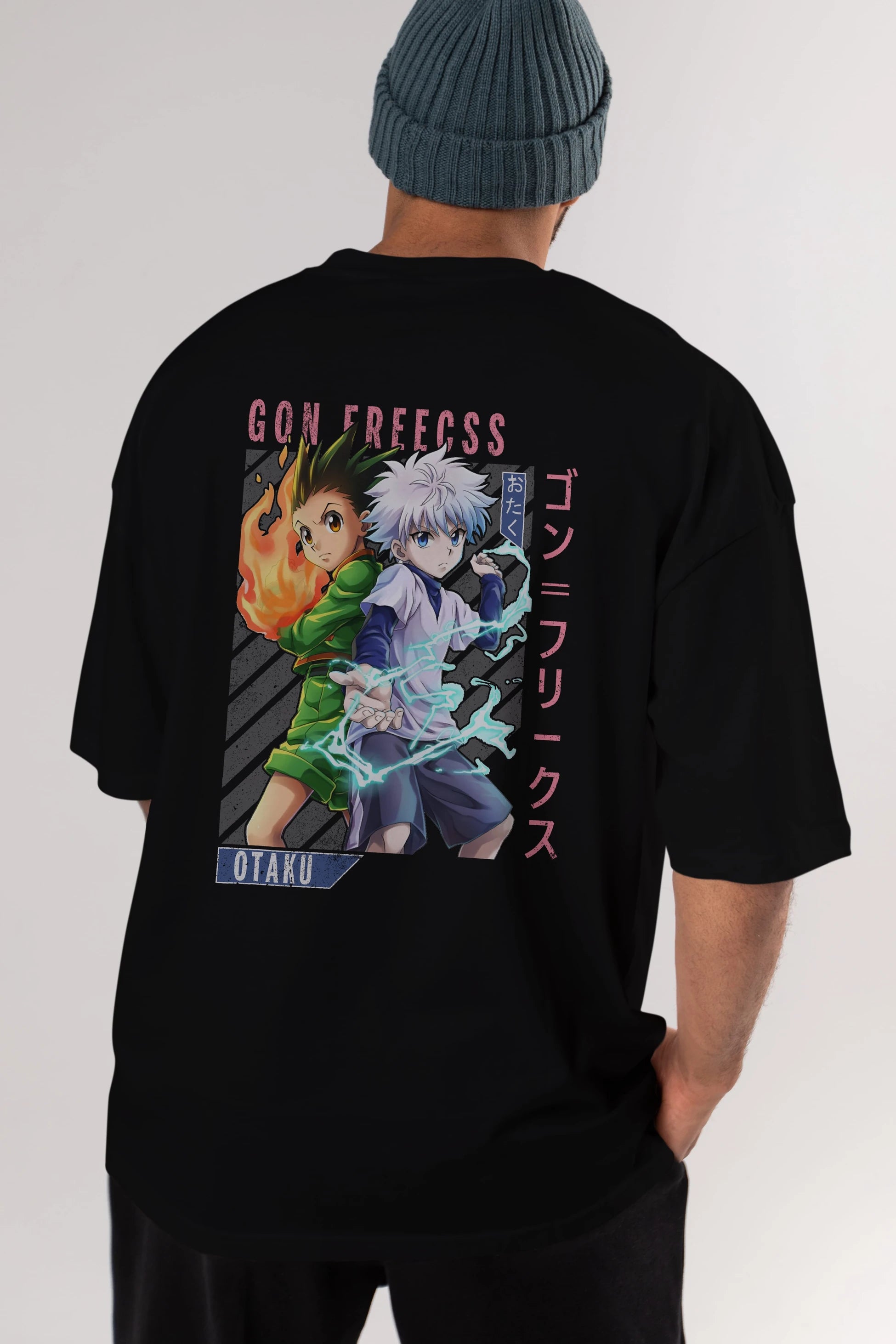 Gon Freecss HUNTER X HUNTER 1 Anime Arka Baskılı Oversize t-shirt Erkek Kadın Unisex