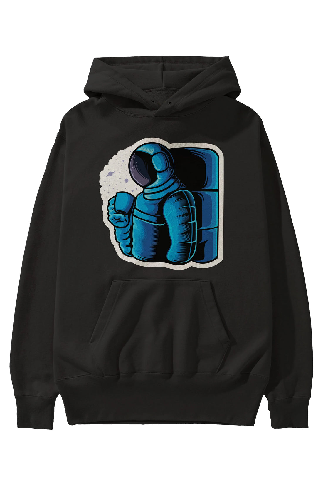 Drinking coffee in space sticker Ön Baskılı Hoodie Oversize Kapüşonlu Sweatshirt Erkek Kadın Unisex