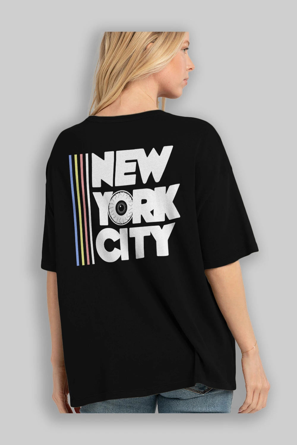 New York City Style Arka Baskılı Oversize t-shirt Erkek Kadın Unisex