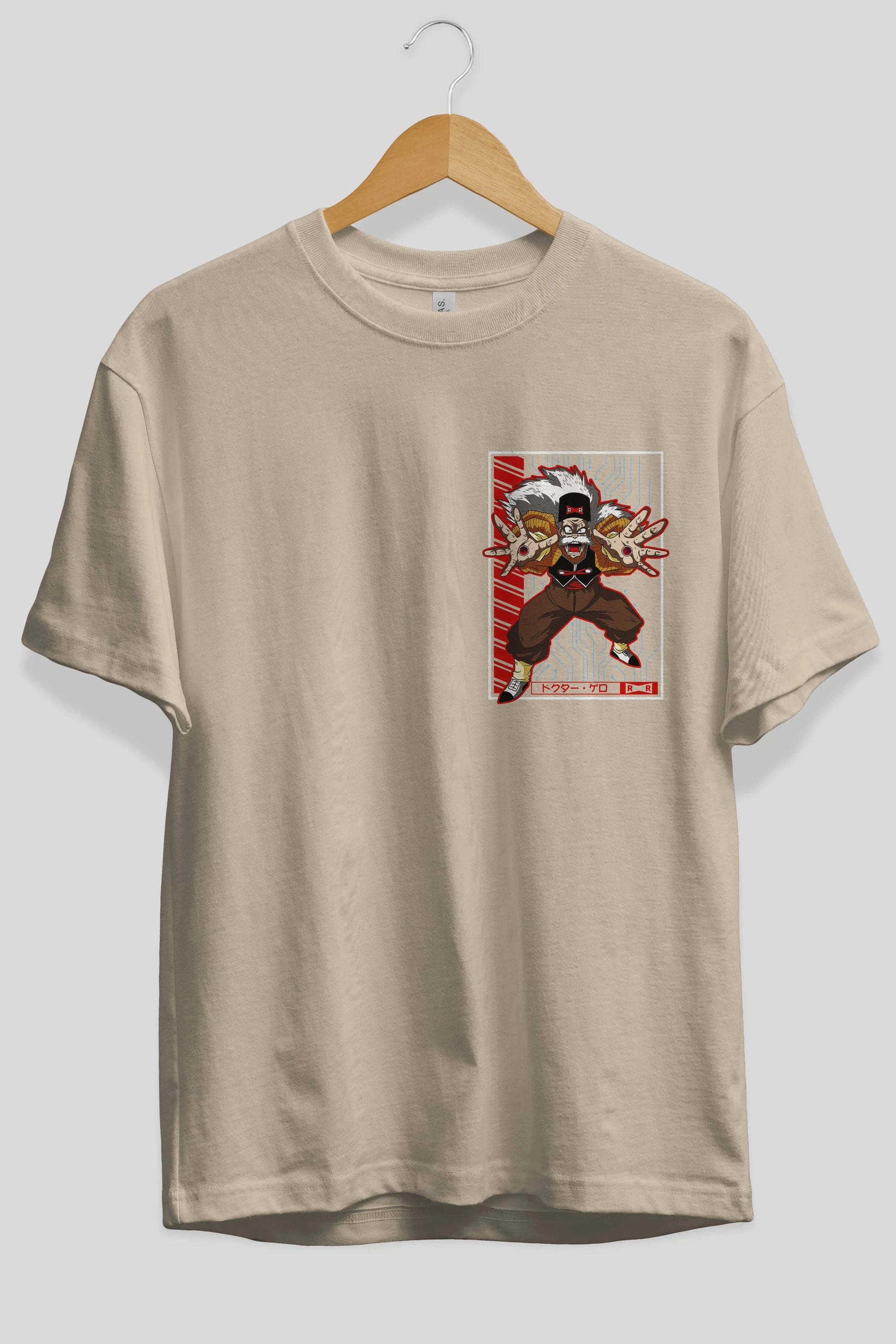 DragonBall DrMakigero Ön Sol Baskılı Oversize t-shirt Erkek Kadın Unisex %100 Pamuk Bisiklet Yaka tişort