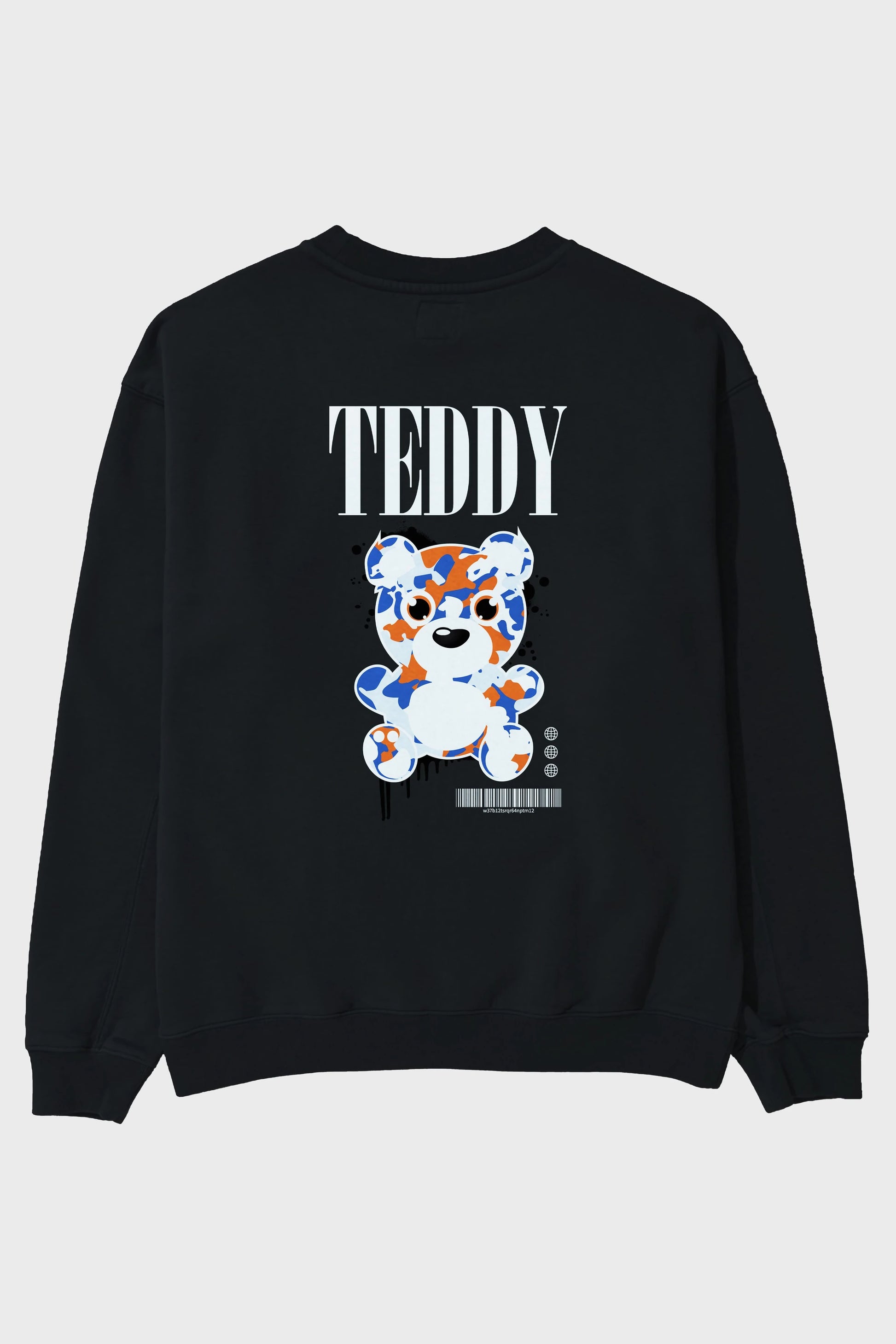 Teddy Bear Streetwear Arka Baskılı Oversize Sweatshirt Erkek Kadın Unisex