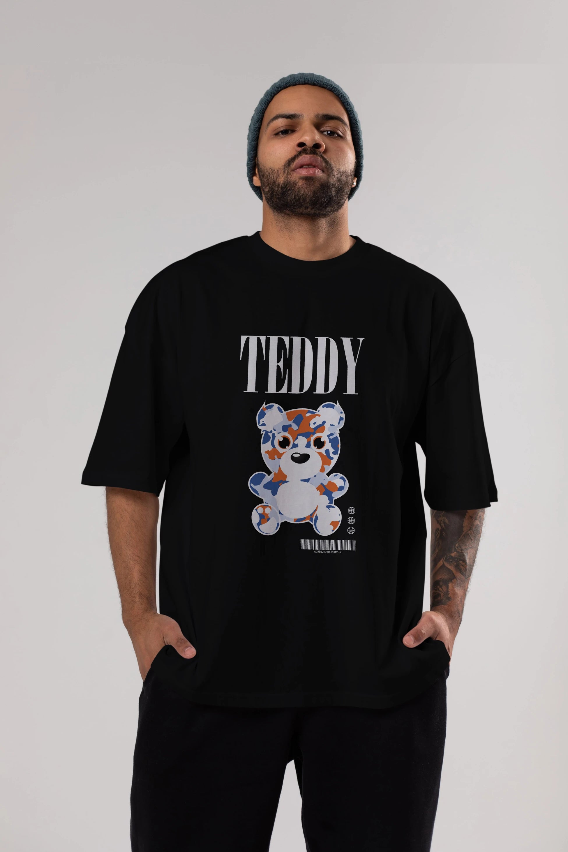 Teddy Bear Streetwear Ön Baskılı Oversize t-shirt Erkek Kadın Unisex