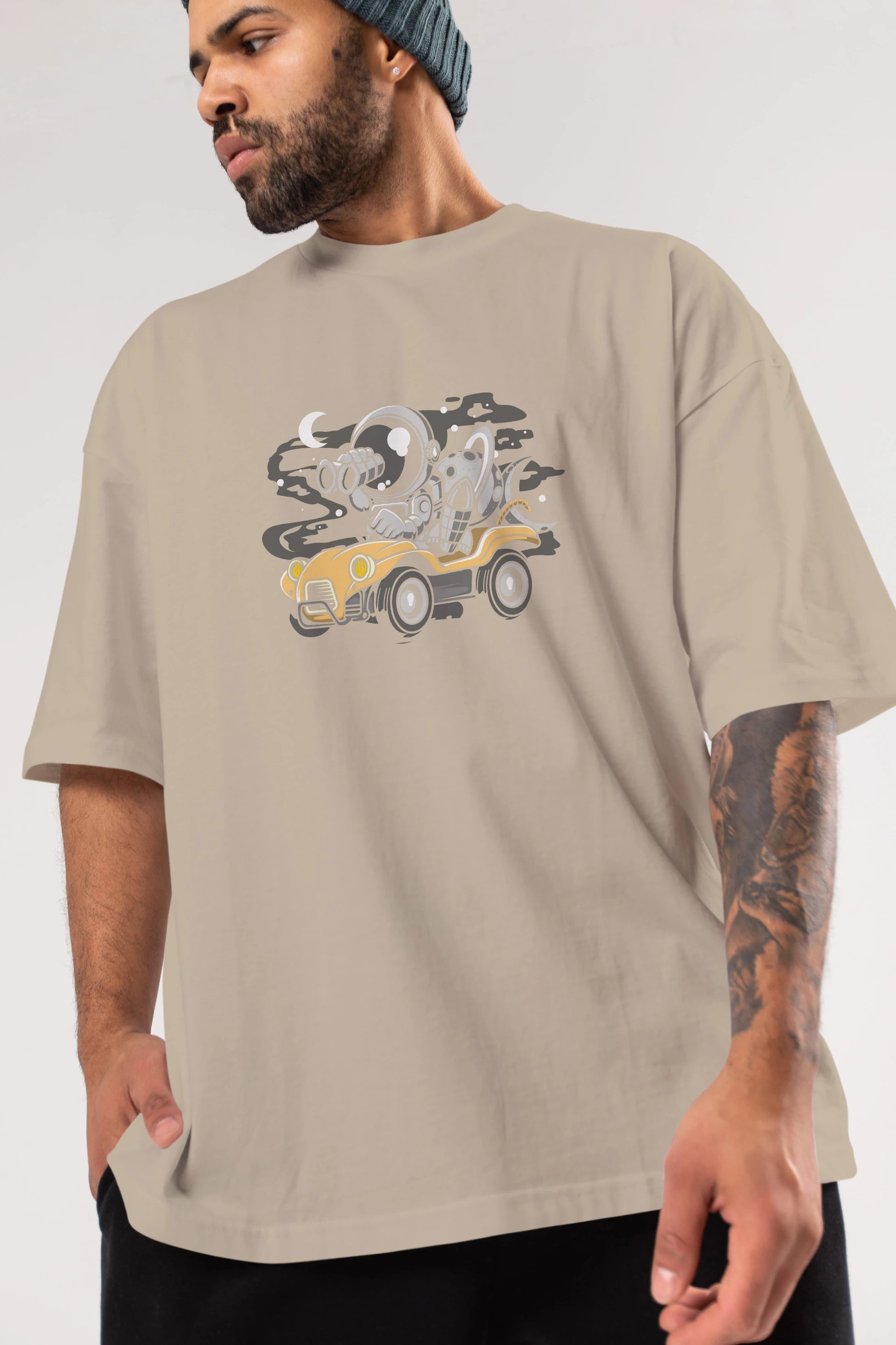 Astronaut Adventure Ön Baskılı Oversize t-shirt Erkek Kadın Unisex