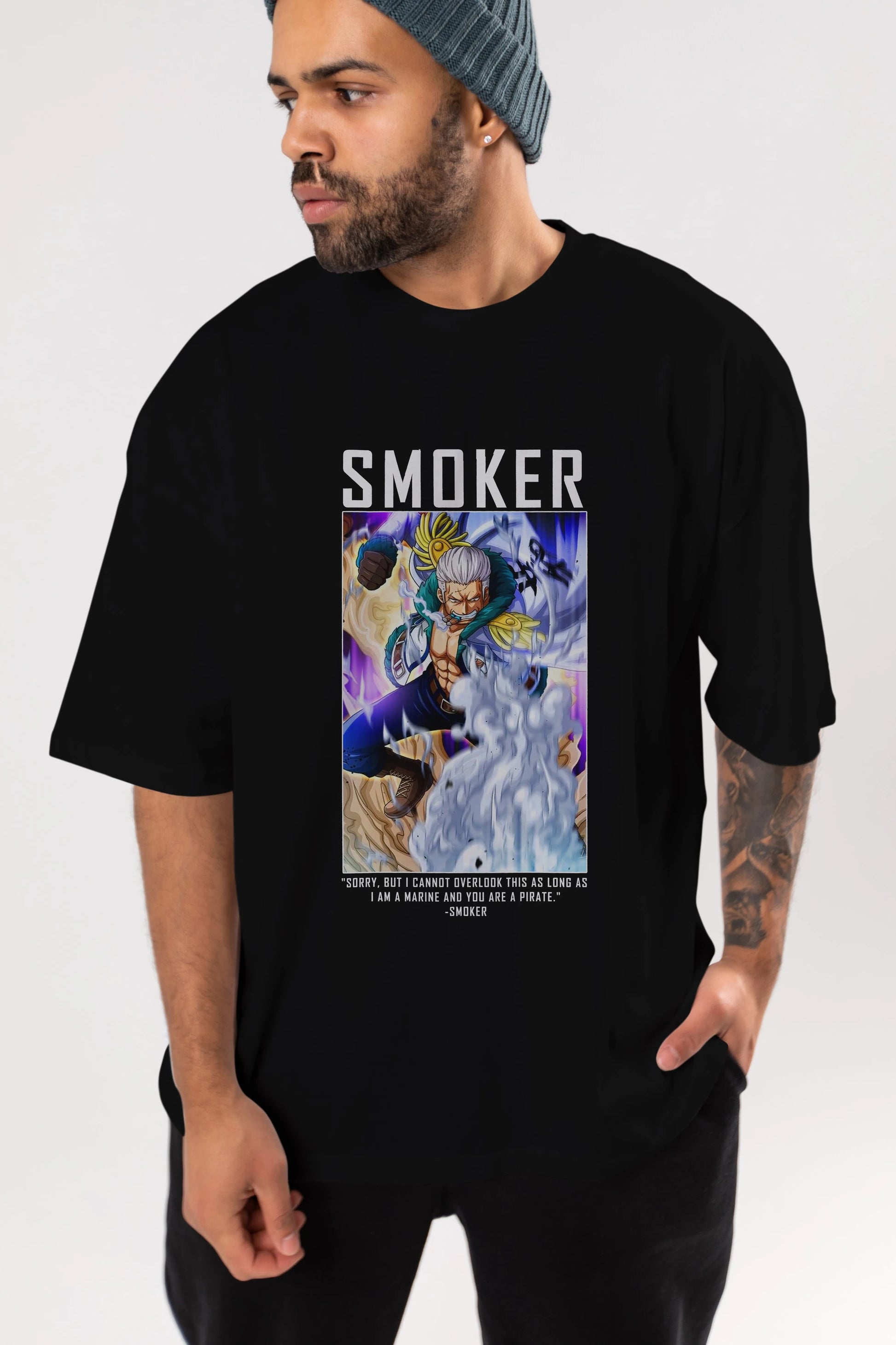 Smoker Anime Ön Baskılı Oversize t-shirt Erkek Kadın Unisex