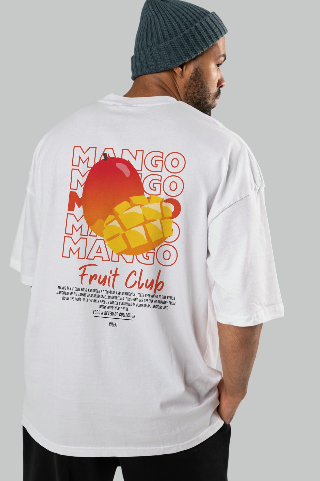 Mango Arka Baskılı Oversize t-shirt Erkek Kadın Pamuk Bisiklet Yaka tişort