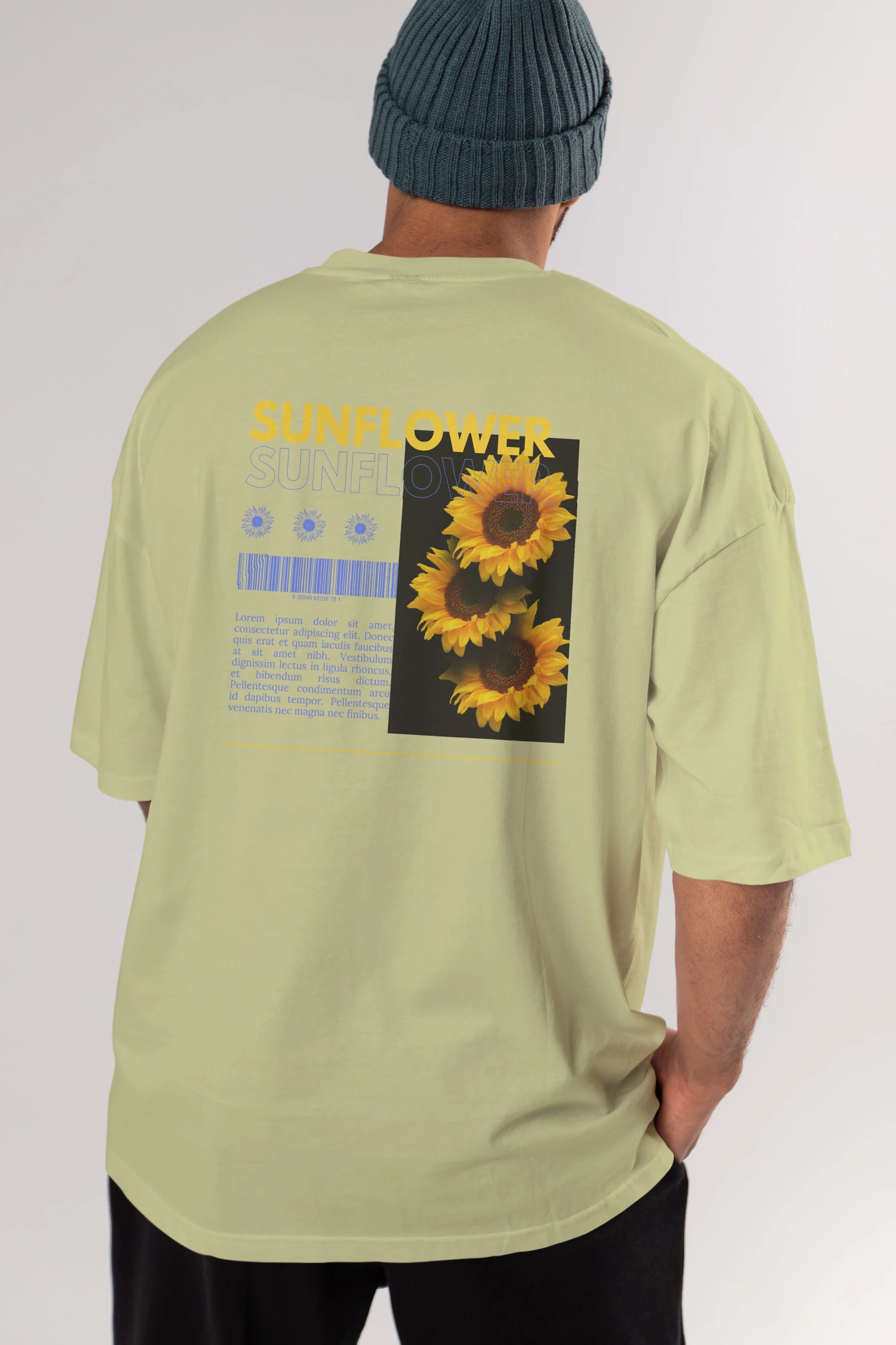 Sunflower Arka Baskılı Oversize t-shirt Erkek Kadın Unisex