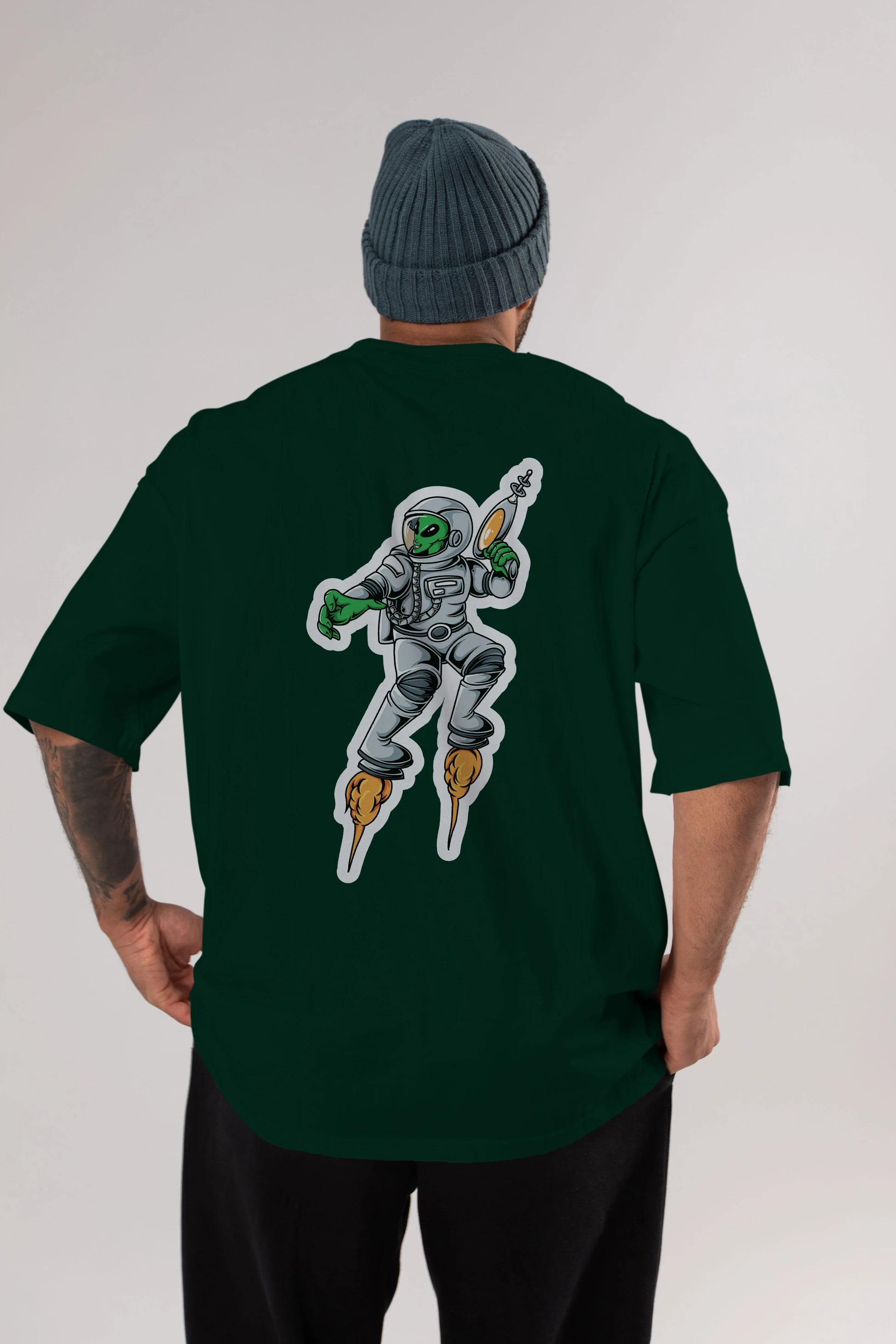 Alien Wars Sticker Arka Baskılı Oversize t-shirt Erkek Kadın Unisex