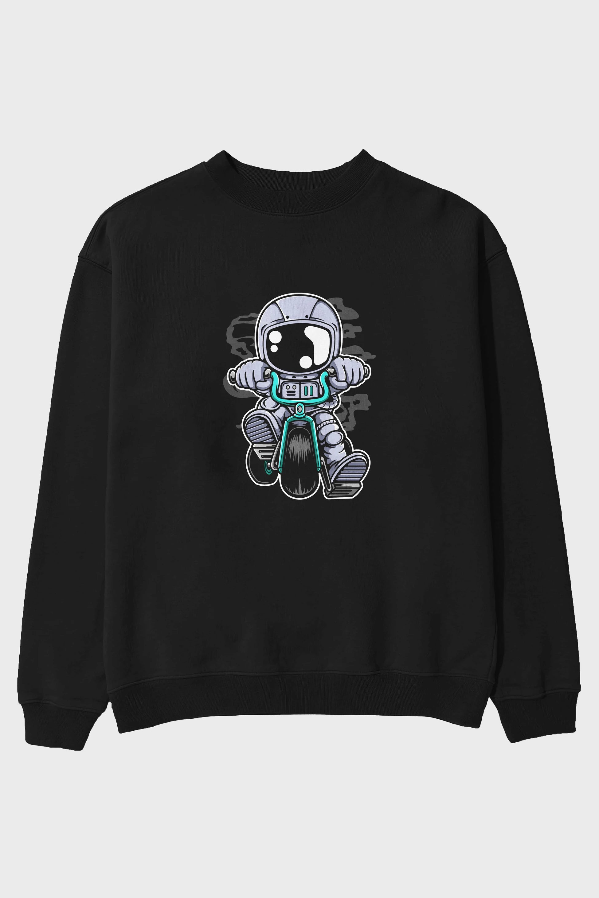 Astronaut Biker Ön Baskılı Oversize Sweatshirt Erkek Kadın Unisex