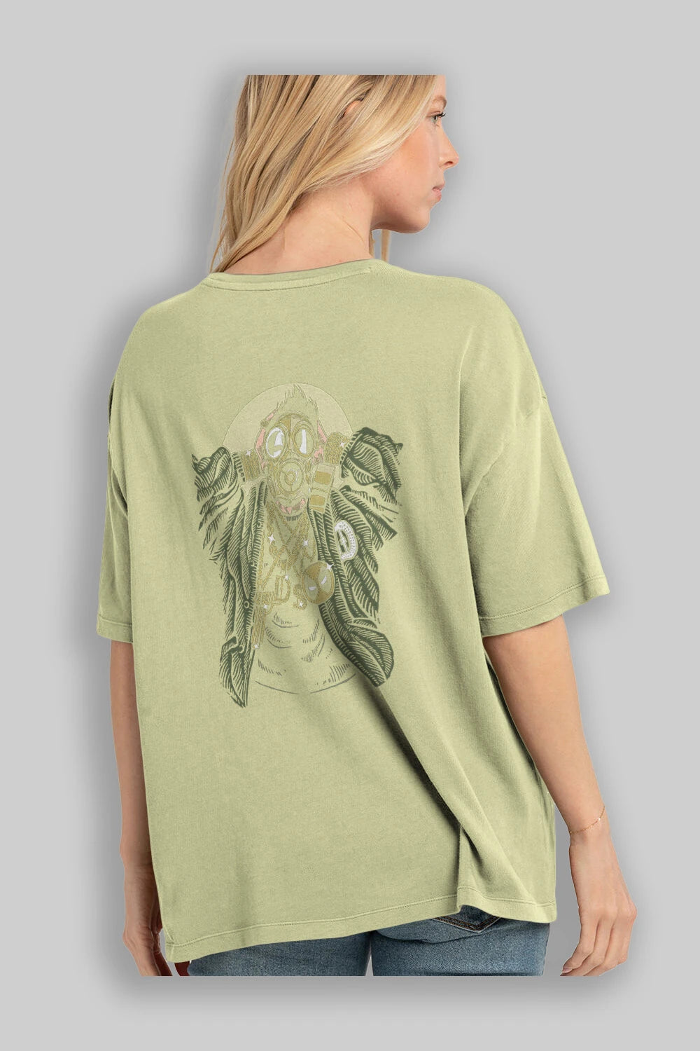 Gasmask Gangsta Arka Baskılı Oversize t-shirt Erkek Kadın Unisex %100 Pamuk