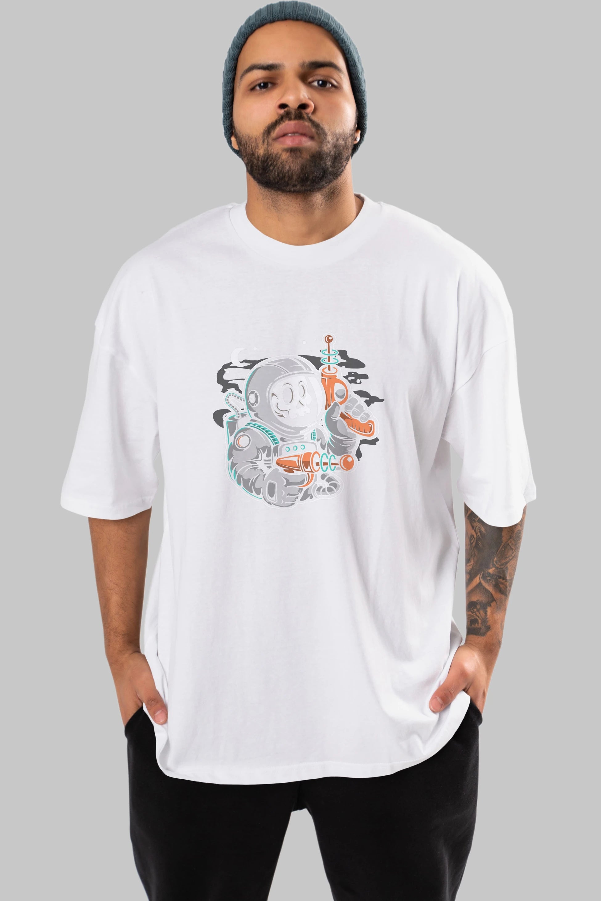 Astronaut Ray Gun Ön Baskılı Oversize t-shirt Erkek Kadın Unisex