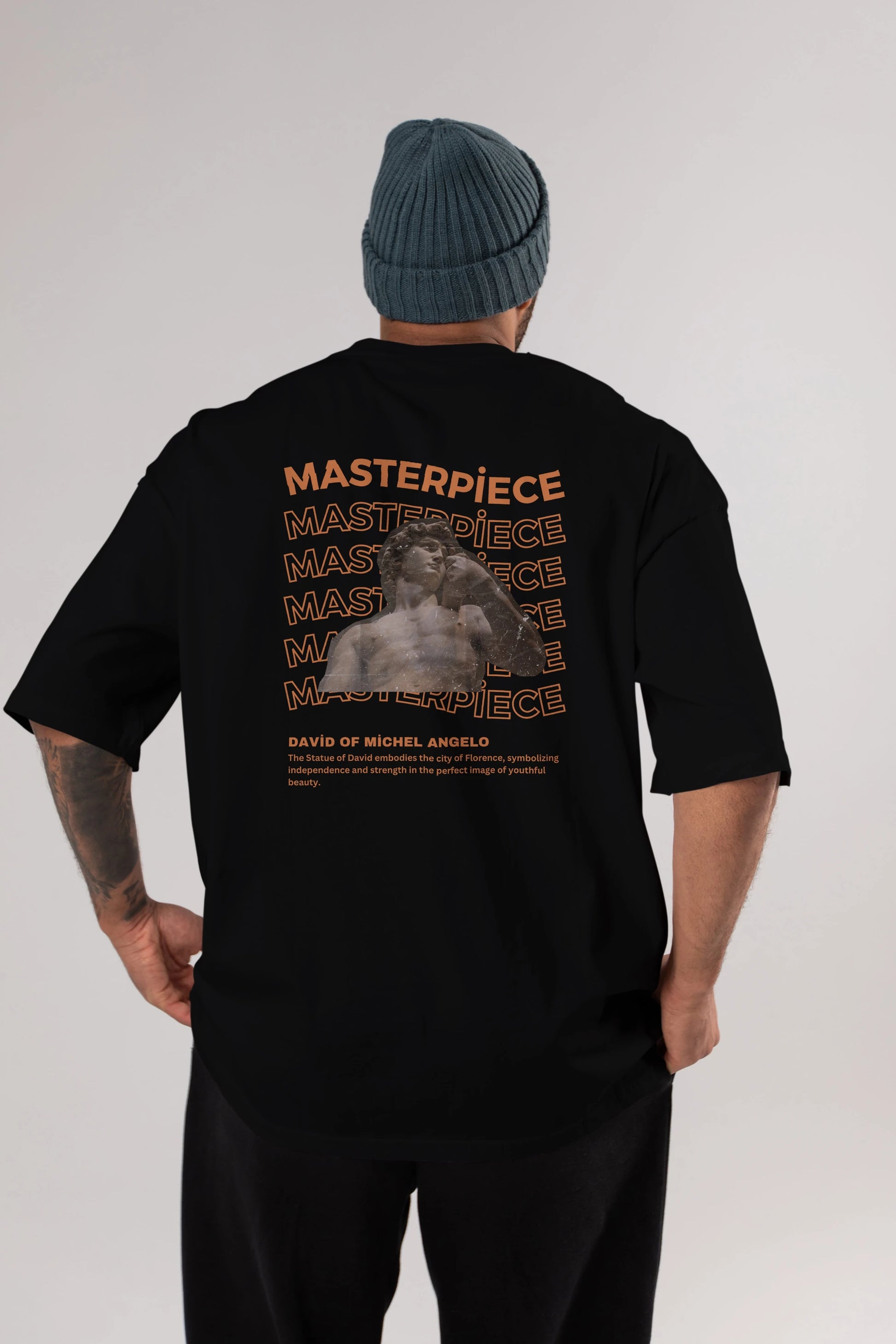 Masterpiece Yazılı Arka Baskılı Oversize t-shirt Erkek Kadın Unisex