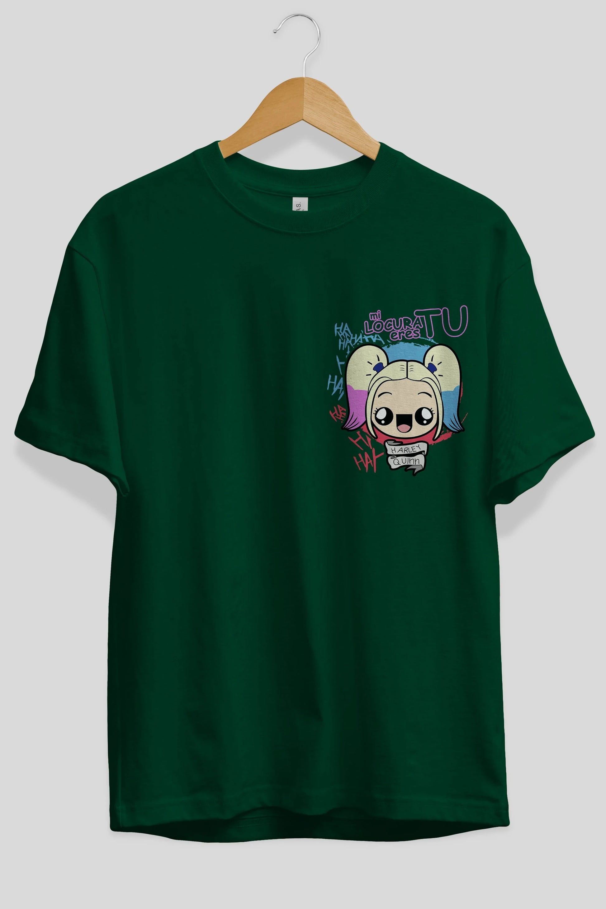 Harley Quinn Ön Sol Baskılı Oversize t-shirt Erkek Kadın Unisex %100 Pamuk Bisiklet Yaka tişort