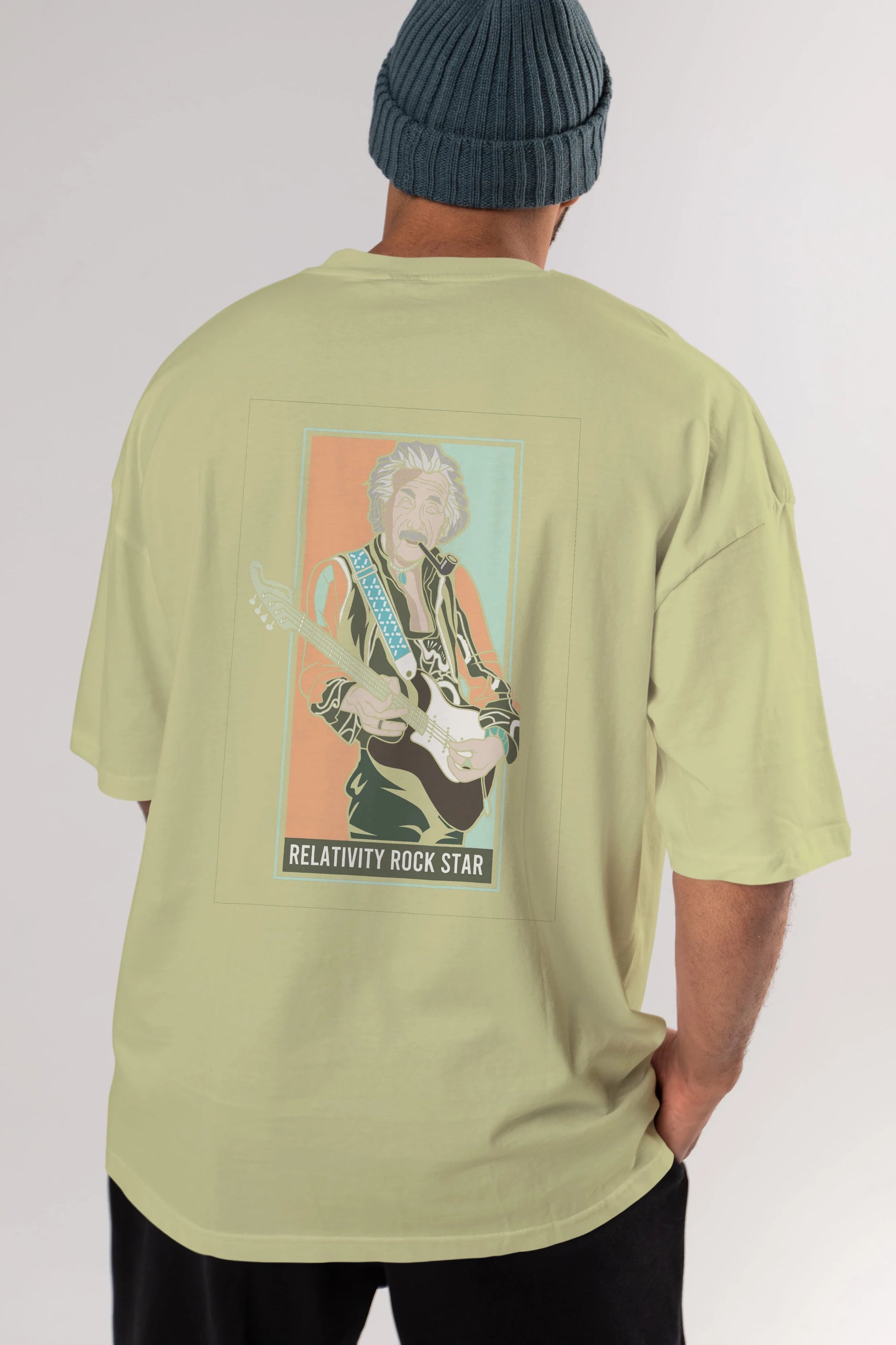 Jimmy Einstein Arka Baskılı Oversize t-shirt Erkek Kadın Unisex %100 Pamuk tişort