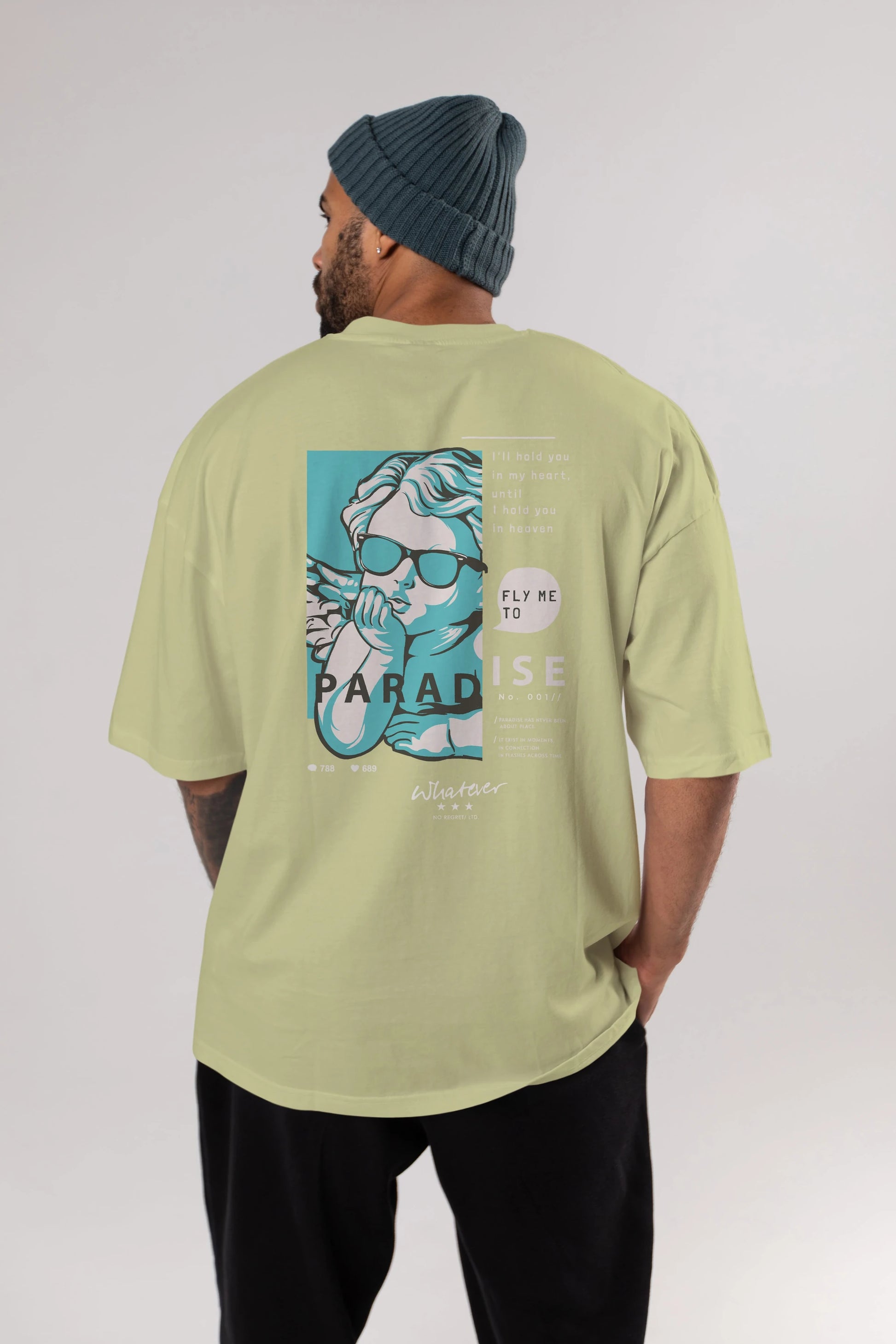 Paradise Fly to Me Arka Baskılı Oversize t-shirt Erkek Kadın Unisex