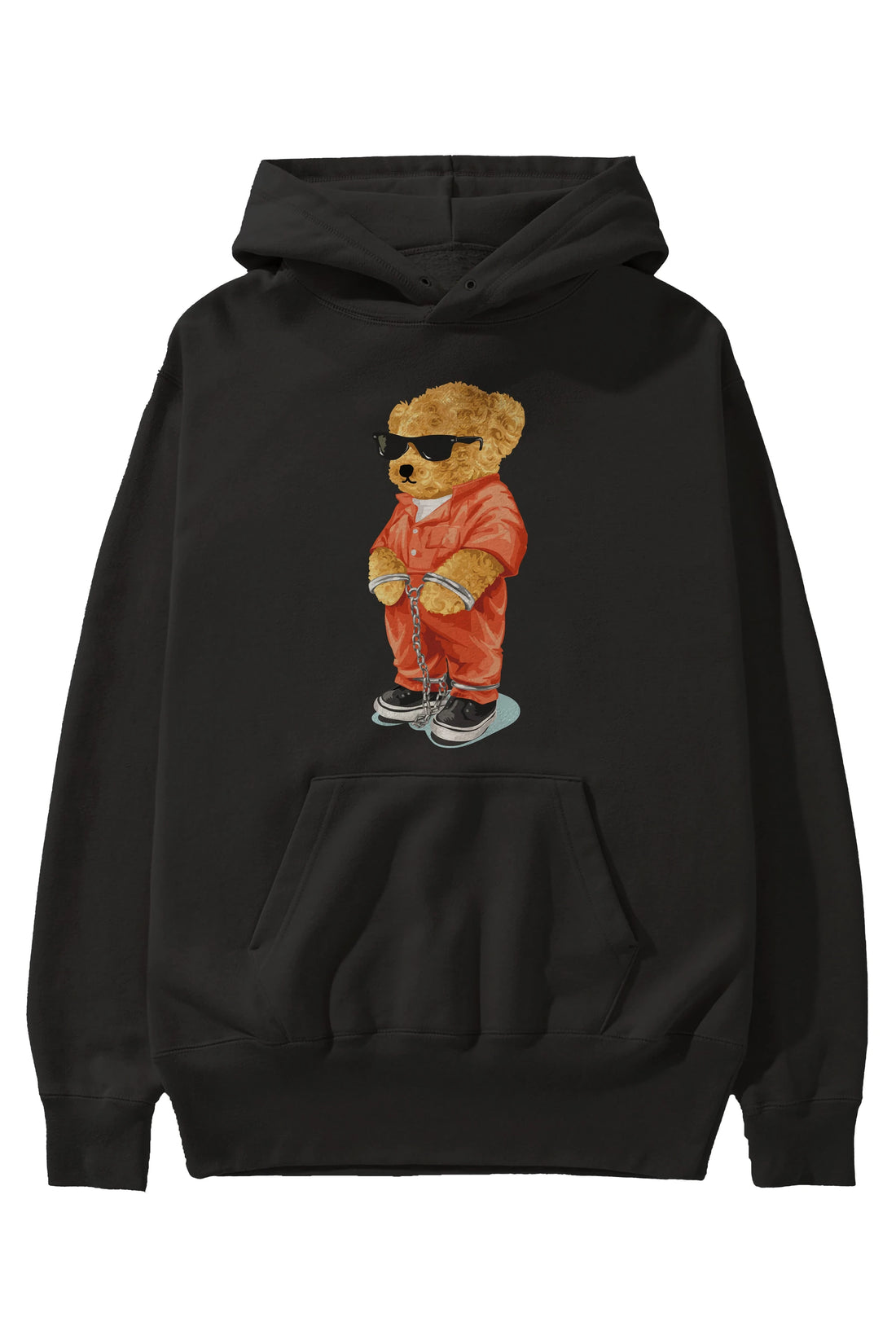 Teddy Bear Kodes Ön Baskılı Hoodie Oversize Kapüşonlu Sweatshirt Erkek Kadın Unisex