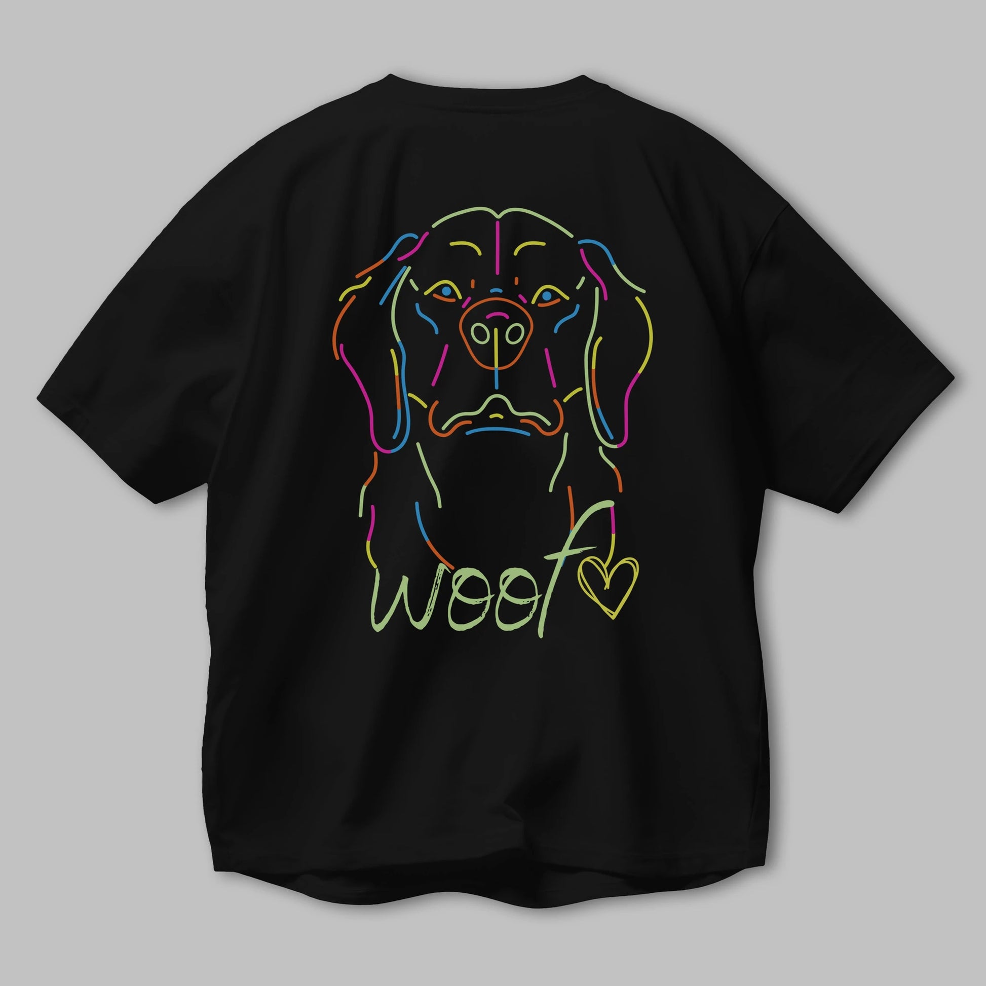 Neon Dog Arka Baskılı Oversize t-shirt Erkek Kadın Unisex