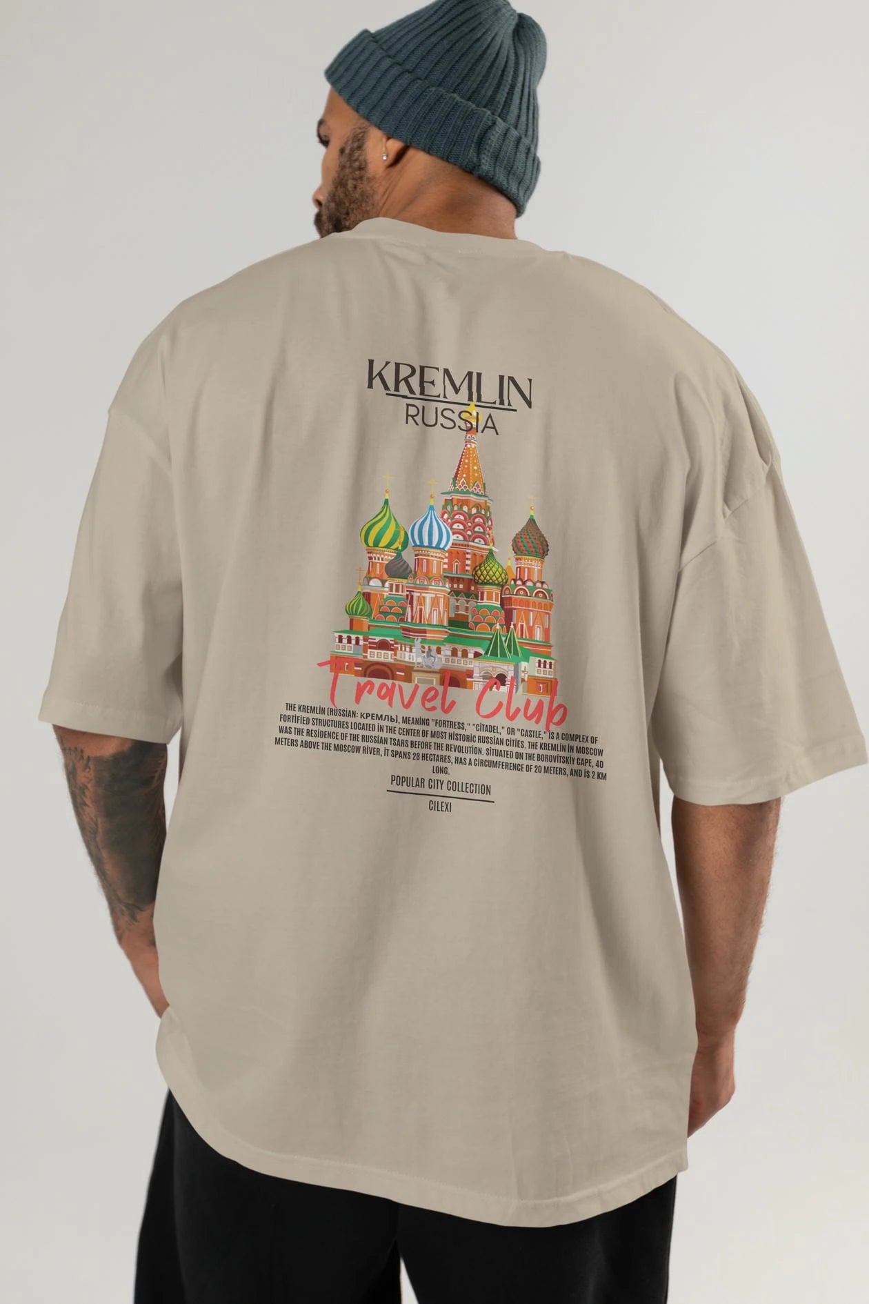 Kremlin Russia Arka Baskılı Oversize t-shirt Erkek Kadın Pamuk Bisiklet Yaka tişort