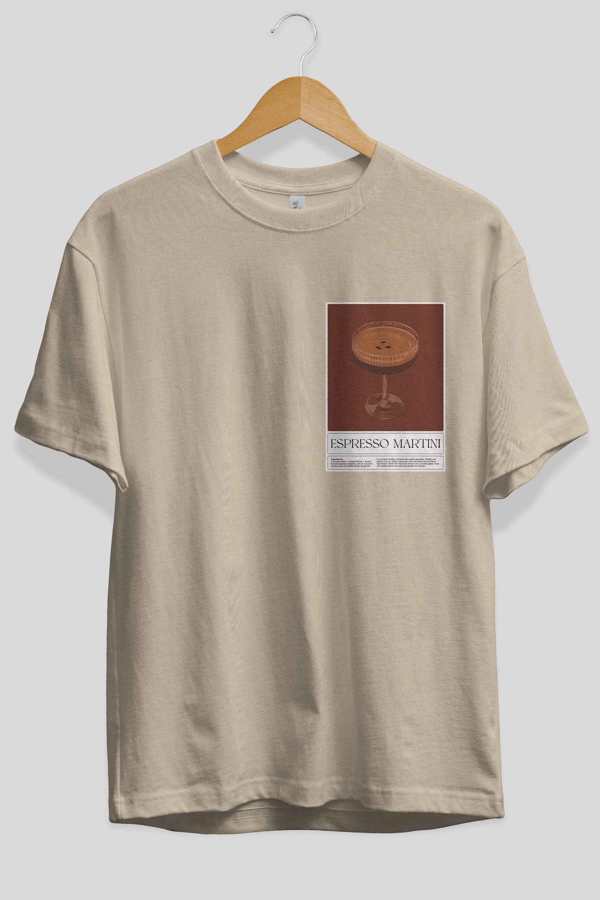Espresso Martini Ön Sol Baskılı Oversize t-shirt Erkek Kadın Unisex %100 Pamuk Bisiklet Yaka tişort