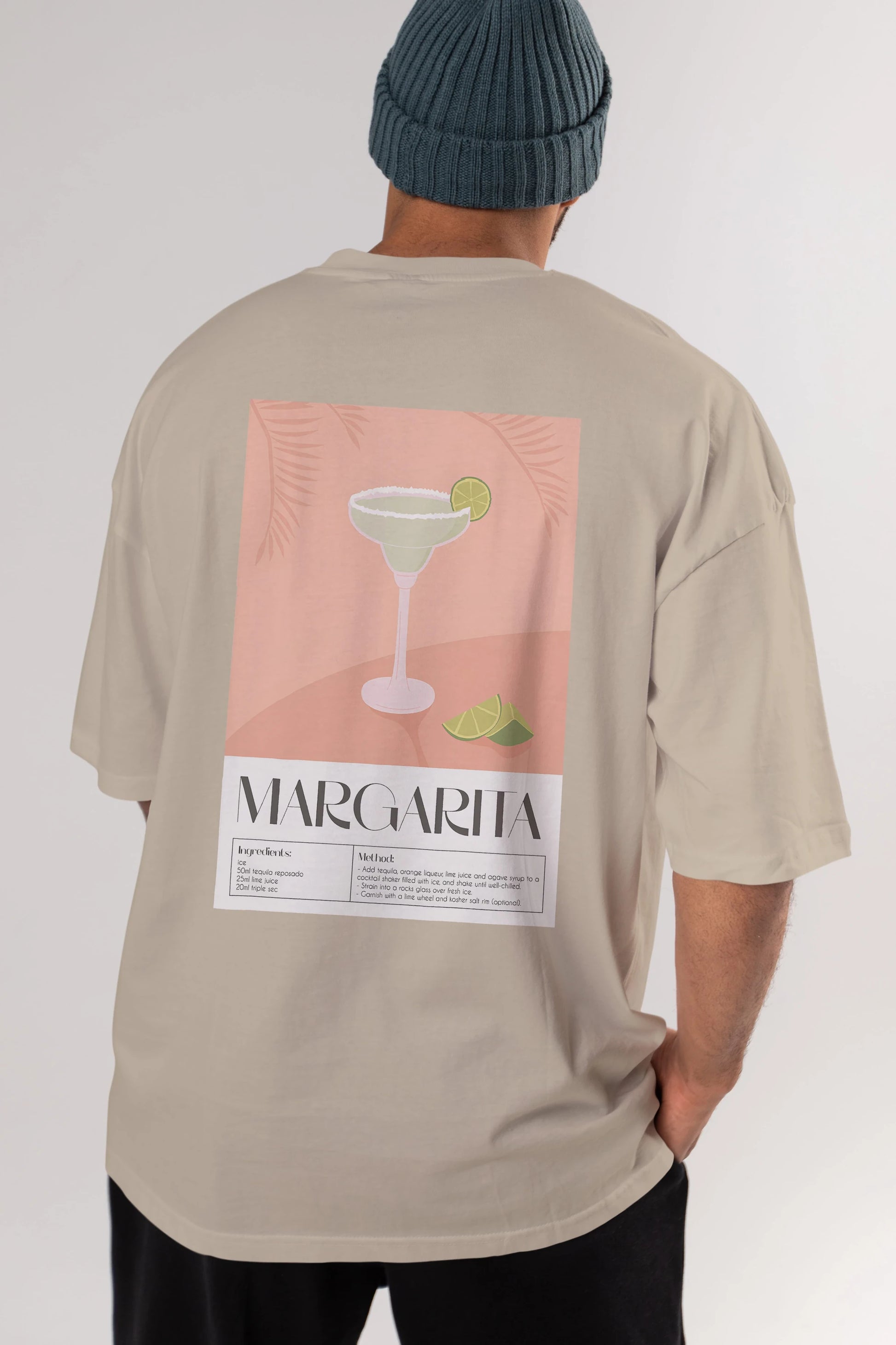 Margarita 5 Arka Baskılı Oversize t-shirt Erkek Kadın Unisex %100 Pamuk Bisiklet Yaka tişort