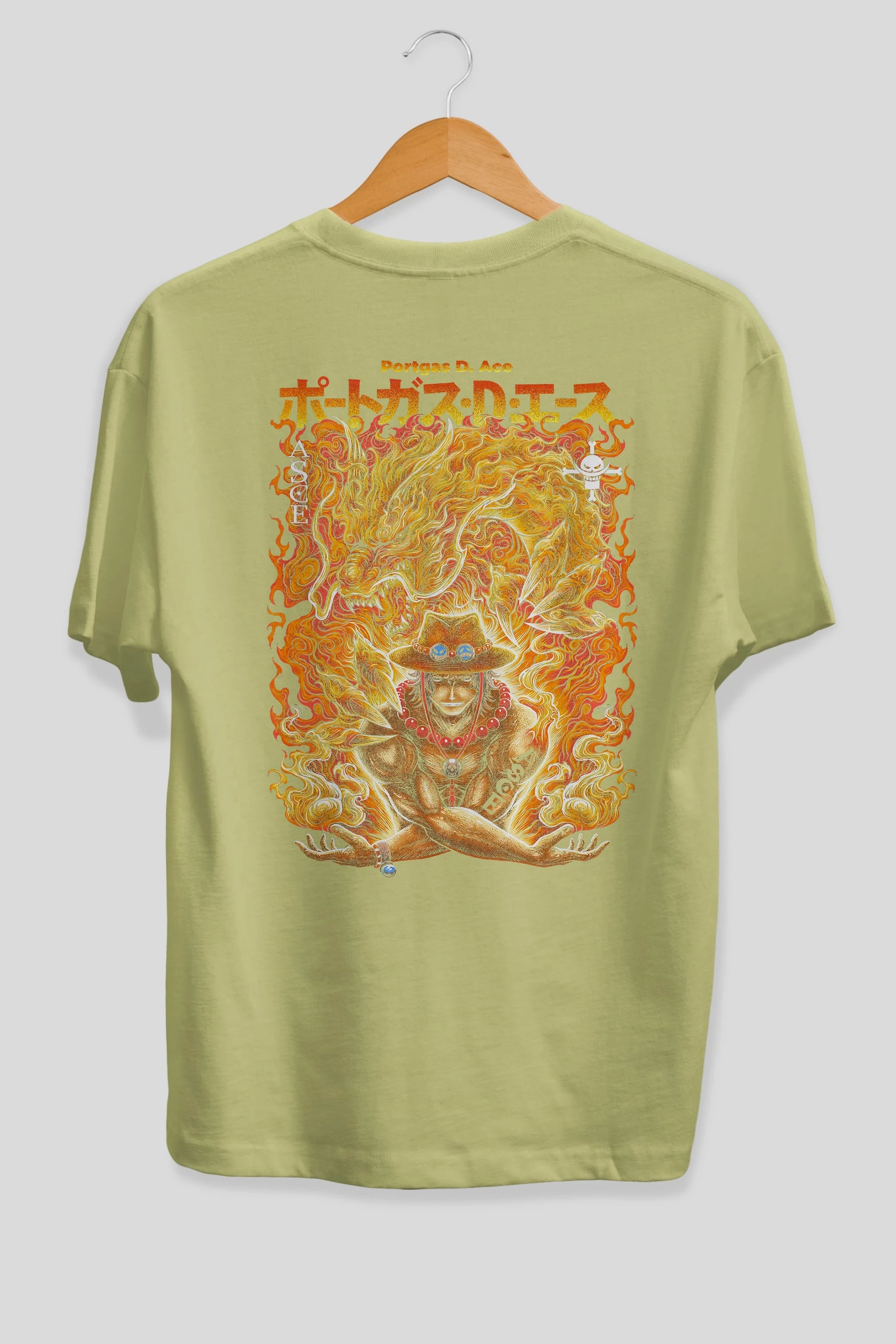 PORTGAS D. ACE Anime Arka Baskılı Oversize t-shirt Erkek Kadın Unisex